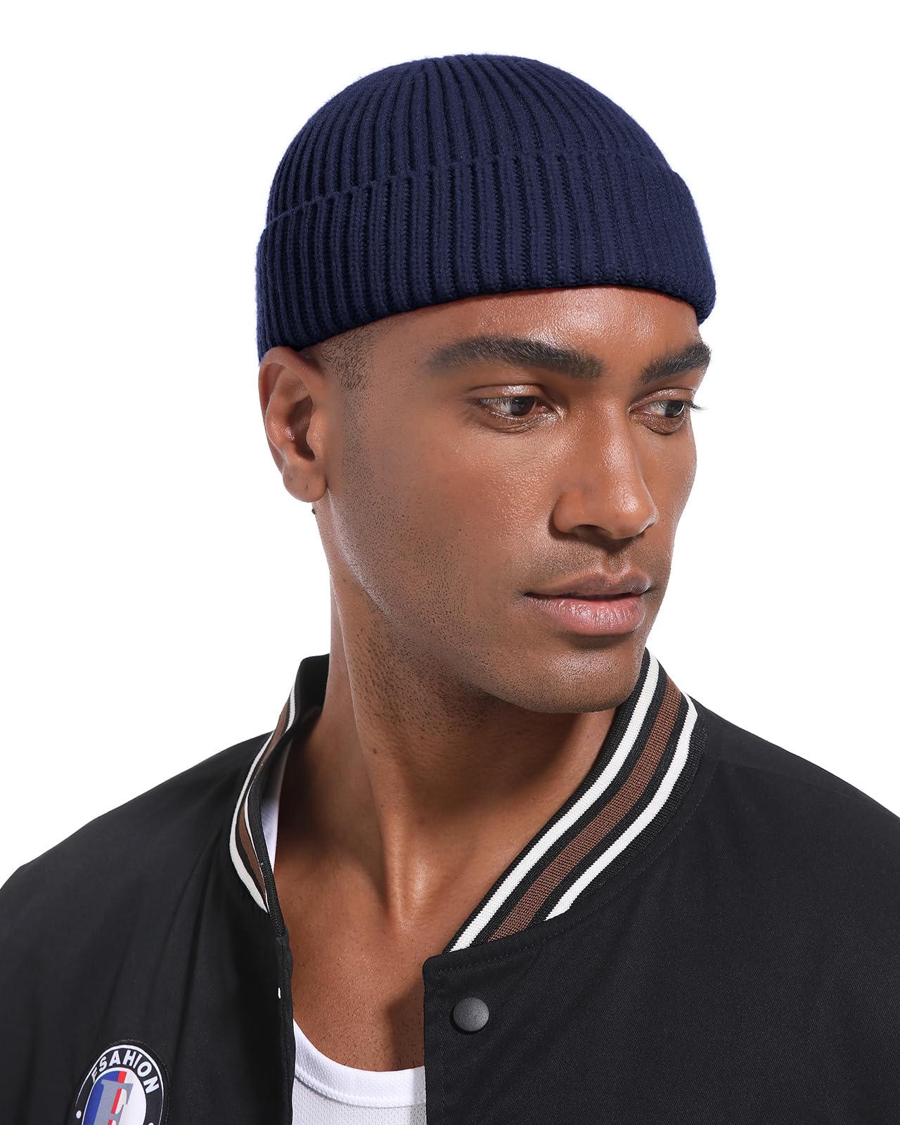 PHILIGHTS 2PCS Swag Wool Short Fisherman Beanie for Men Women, Knit Cuff Warm Winter Hats, Soft Trawler Skull Cap Watch Hat Unisex