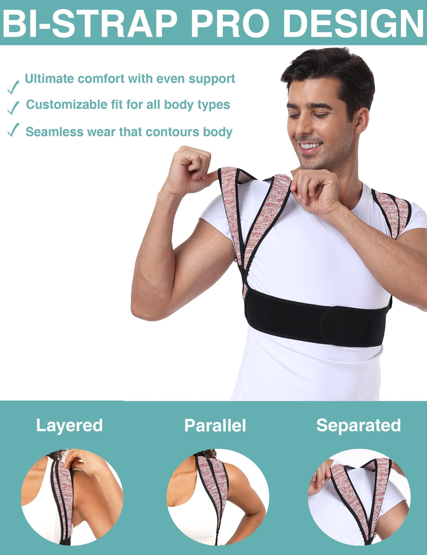 Enthra Posture Corrector for Women Men,BI-Straps Back Straightener - Bamboo Fiber Back Brace Posture Corrector - Instant Upper Back Pain Relief