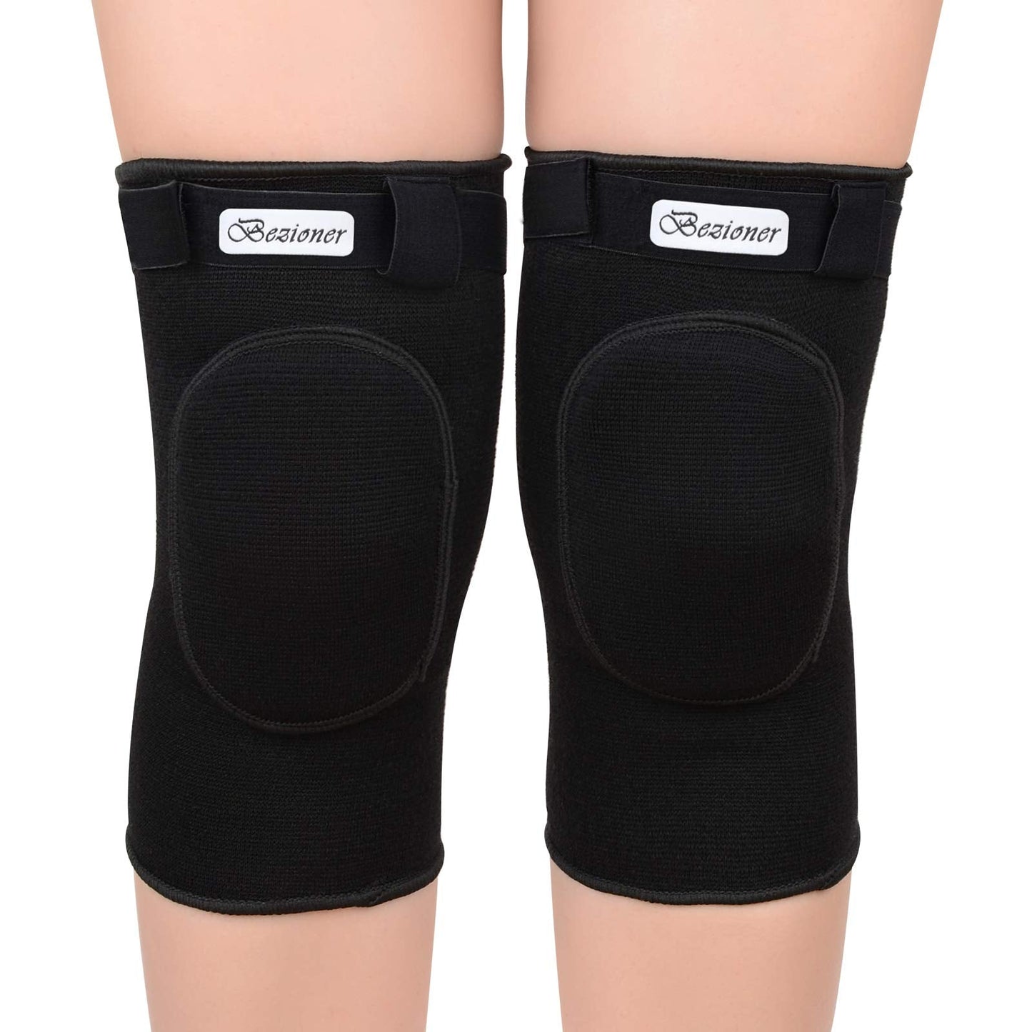 Bezioner Knee Pads Volleyball,Thick Sponge Anti-Slip,Dance Knee Pads for Women Yoga Basketball Football Youth Girls Black L