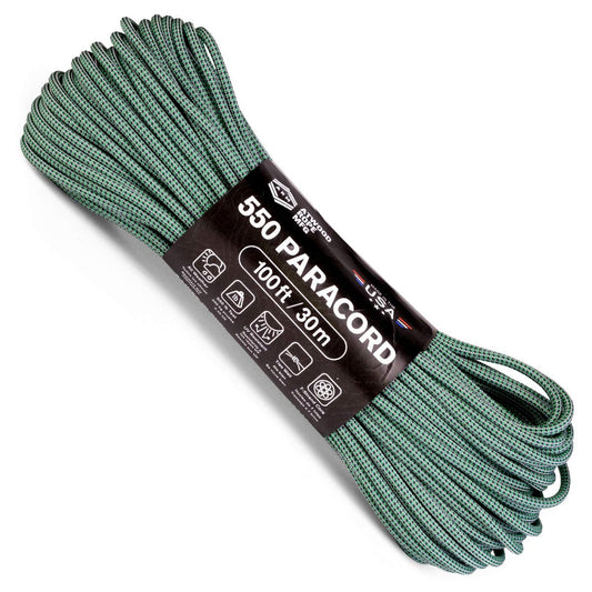 Atwood Rope MFG Color Changing 550 Paracord 100 Feet 7-Strand Core Nylon Parachute Cord Outside Survival Gear Made in USA | Lanyards, Bracelets, Handle Wraps, Keychain (Force Field)