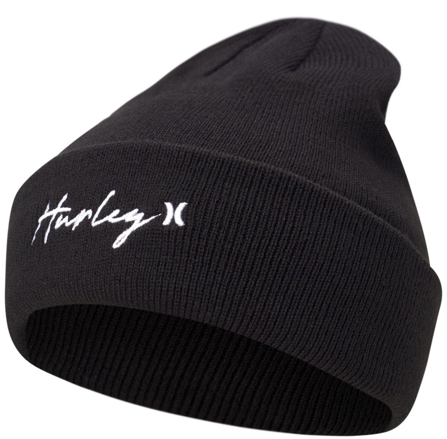 Hurley Women's Winter Hat - Script Cuff Knit Beanie, Size Medium, Black