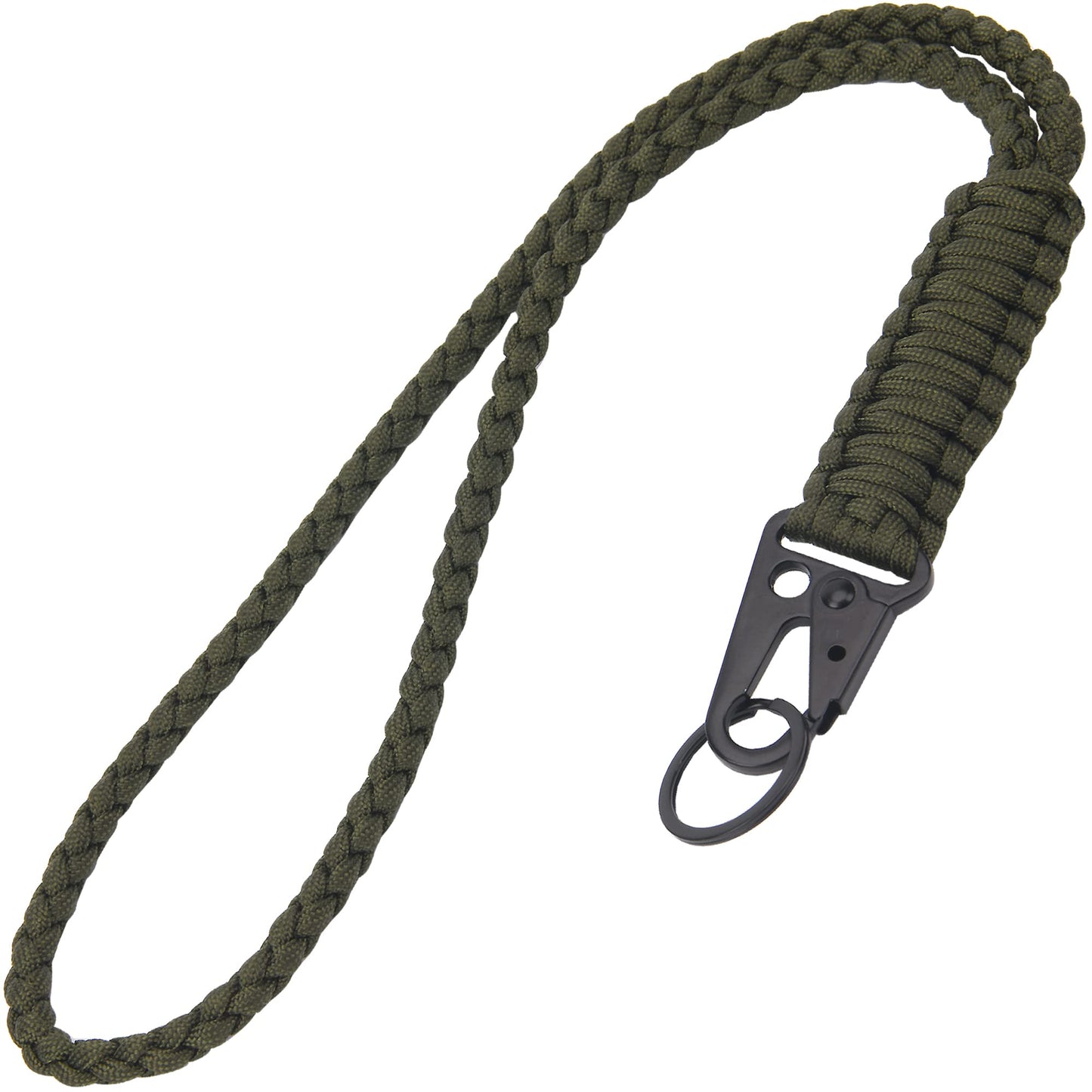 LAREDTREE Heavy Duty Paracord Lanyard Keychain, Paracord Necklace Cell Phone Keychain Whistles Wrist Braided Strap for Men Women Outdoor Activities, Camera, Traveling(Army Green)