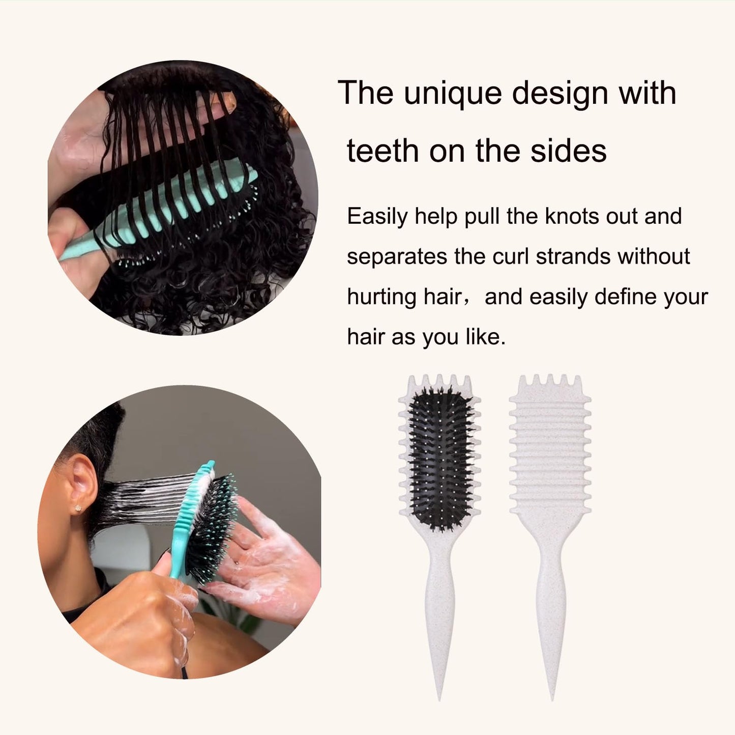 Curl Defining Brush-Curly Hair Brush Define Styling Brush for Curly Hair,Curl Brush for Curly Hair Wet,Shaping & Defining Curls for Women (Off-White)