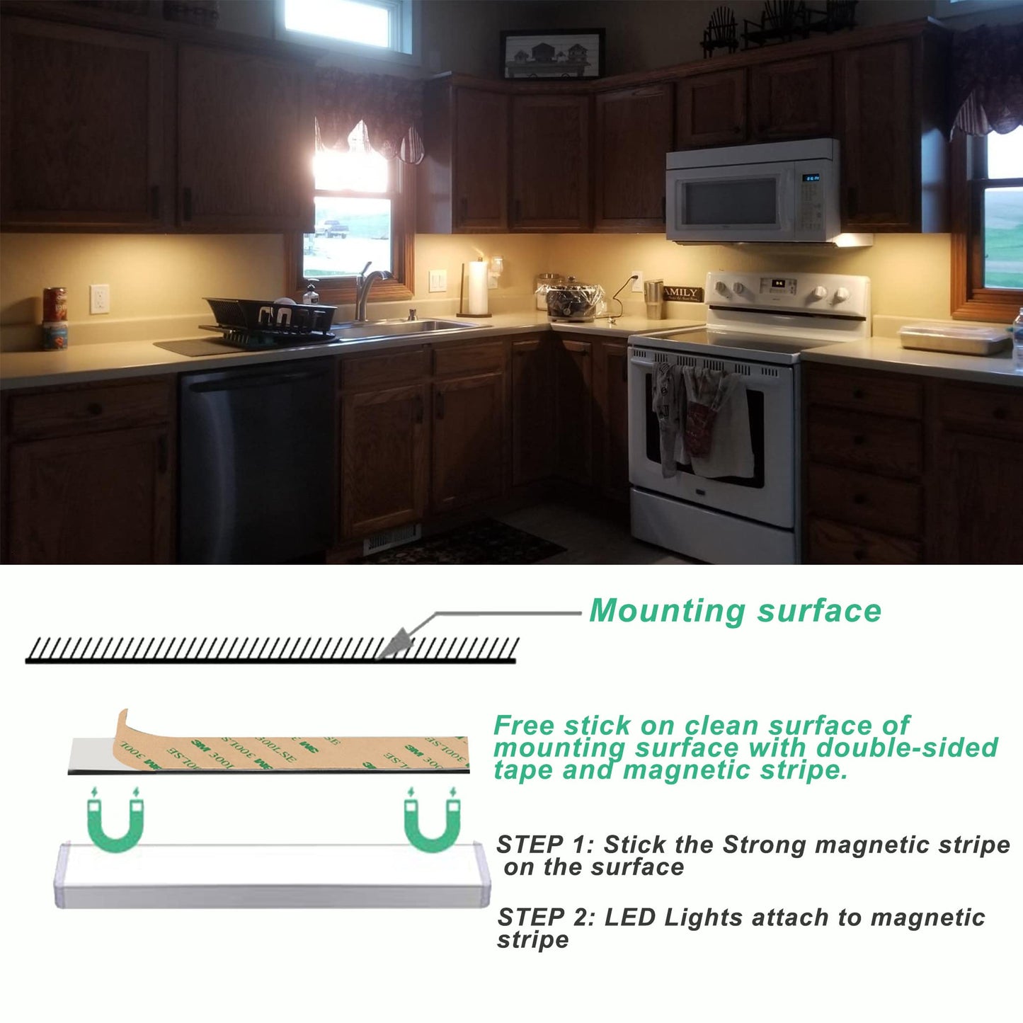 LDOPTO Under Cabinet Lights Wireless 6 Pack, Rechargeable LED Under Cabinet Lighting with Remote Closet Battery Operated Lights Without Wiring Night Light for Kitchen Stairs Wardrobe, 3 Colors