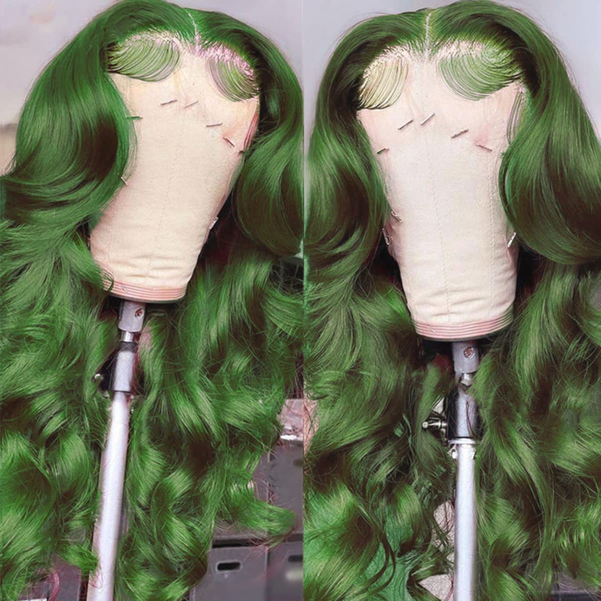 Colorful Bird 30 Inch Dark Green Lace Front Wigs Human Hair Body Wave 13x4 HD Lace Frontal Wig Pre Plucked with Baby Hair Green Lace Front Human Hair Wigs Glueless 150% Density
