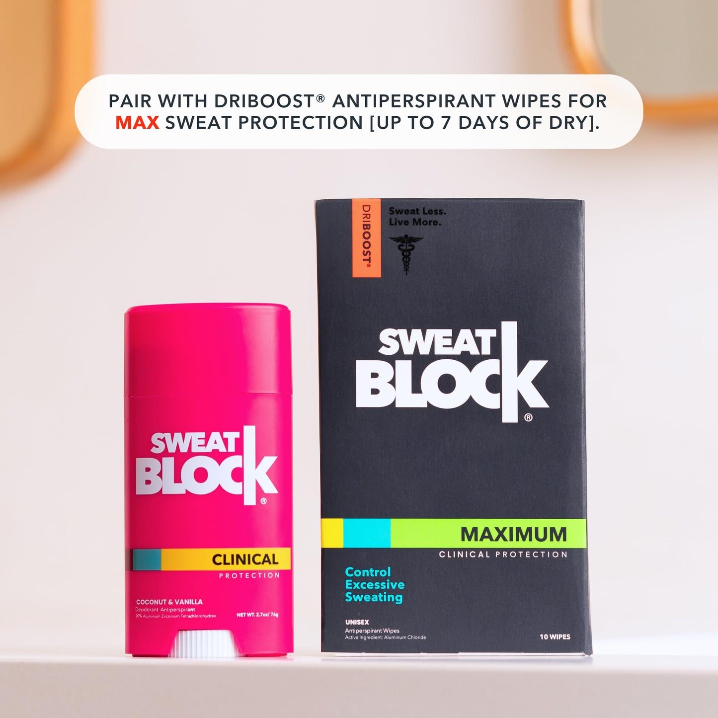 SweatBlock Deodorant for Women | Clinical Antiperspirant, 48 Hour Sweat & Odor Protection, Coconut & Vanilla