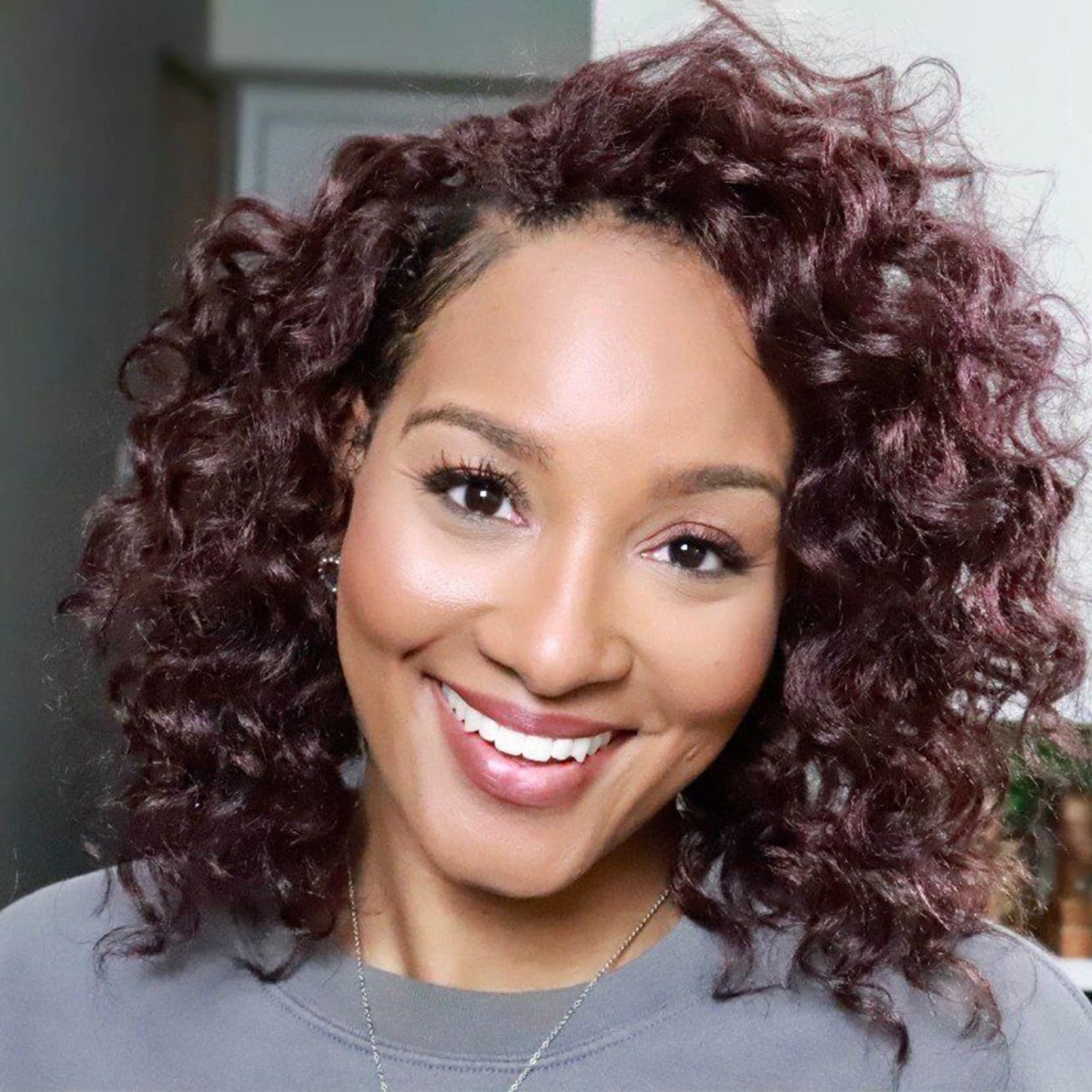 ToyoTree Ocean Wave Crochet Hair - 9 Inch 8 Packs Wine Red Short Curly Deep Wave Crochet Hair, Synthetic Ocean Wave Braiding Hair Extensions (9 Inch,99J-8P)