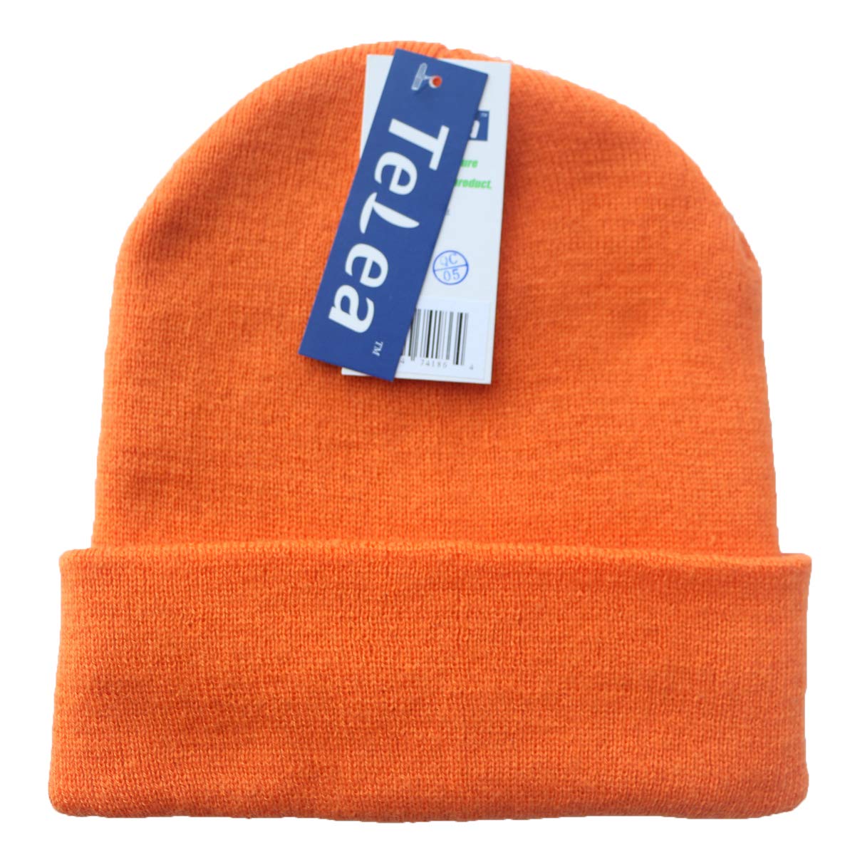 Telea Thick Winter Warm Cuffed Beanie with Soft Lining Adult Size for Men and Women Orange