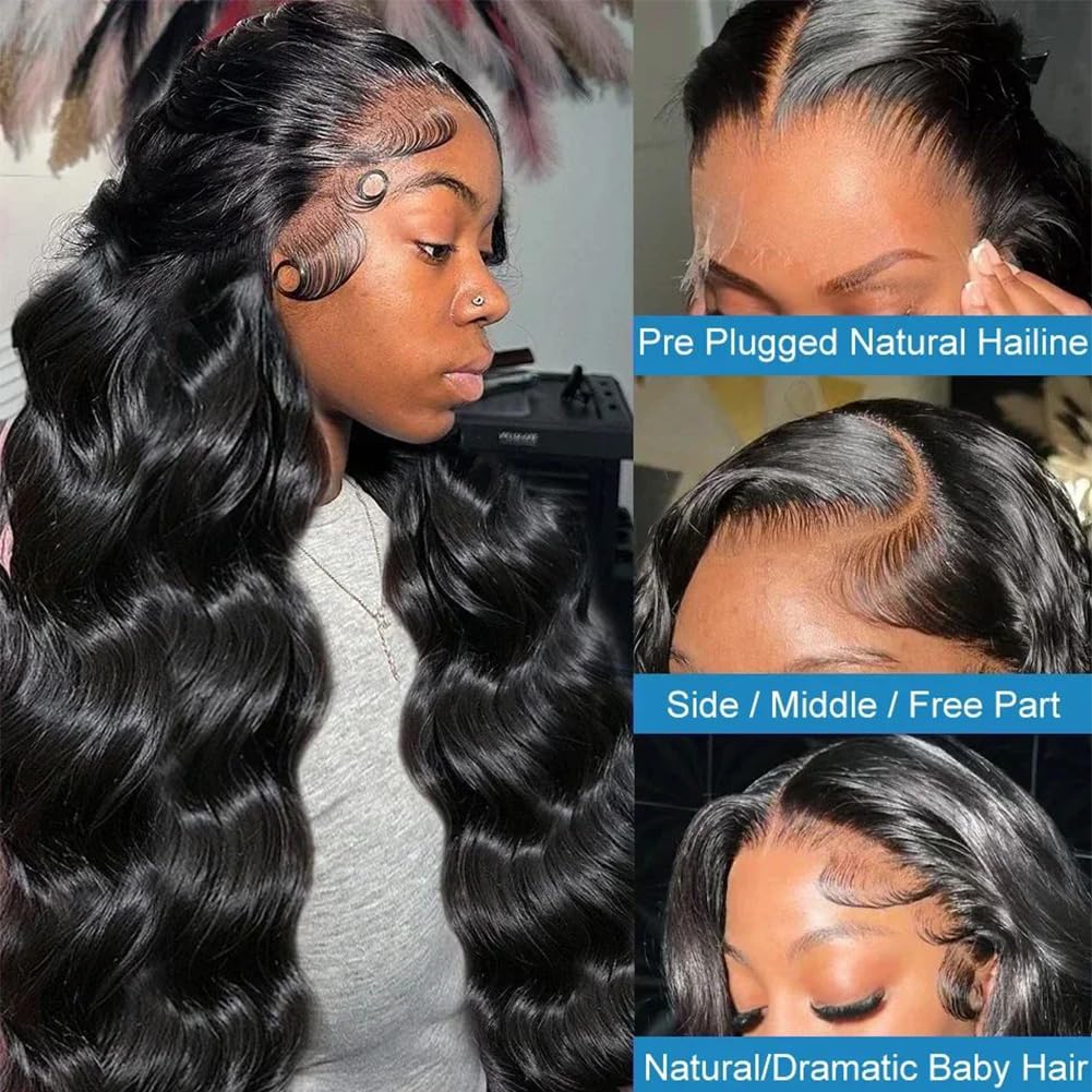 13x6 Body Wave Lace Front Wigs Human Hair for Women 13x6 HD Lace Front Wigs Human Hair Pre Plucked Bleached Knots With Baby Hair 180 Density Body Wave Frontal Wig 24 Inch