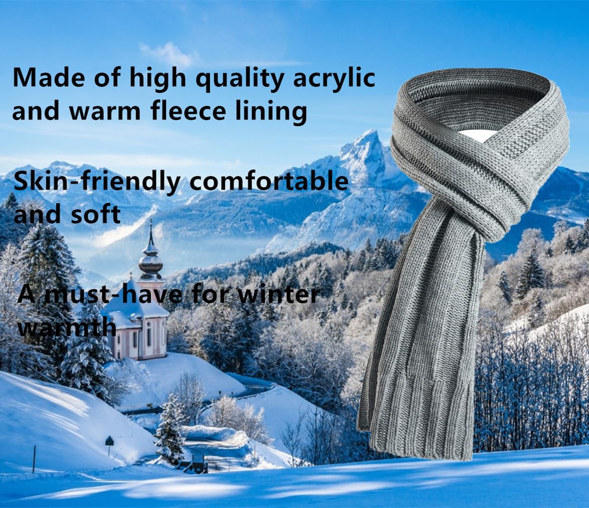 Yvechus 3 in 1 Winter Beanie Hat Scarf and Gloves Set Warm Knit Hat Thick Fleece Lined for Men Women (C style-Light Grey)