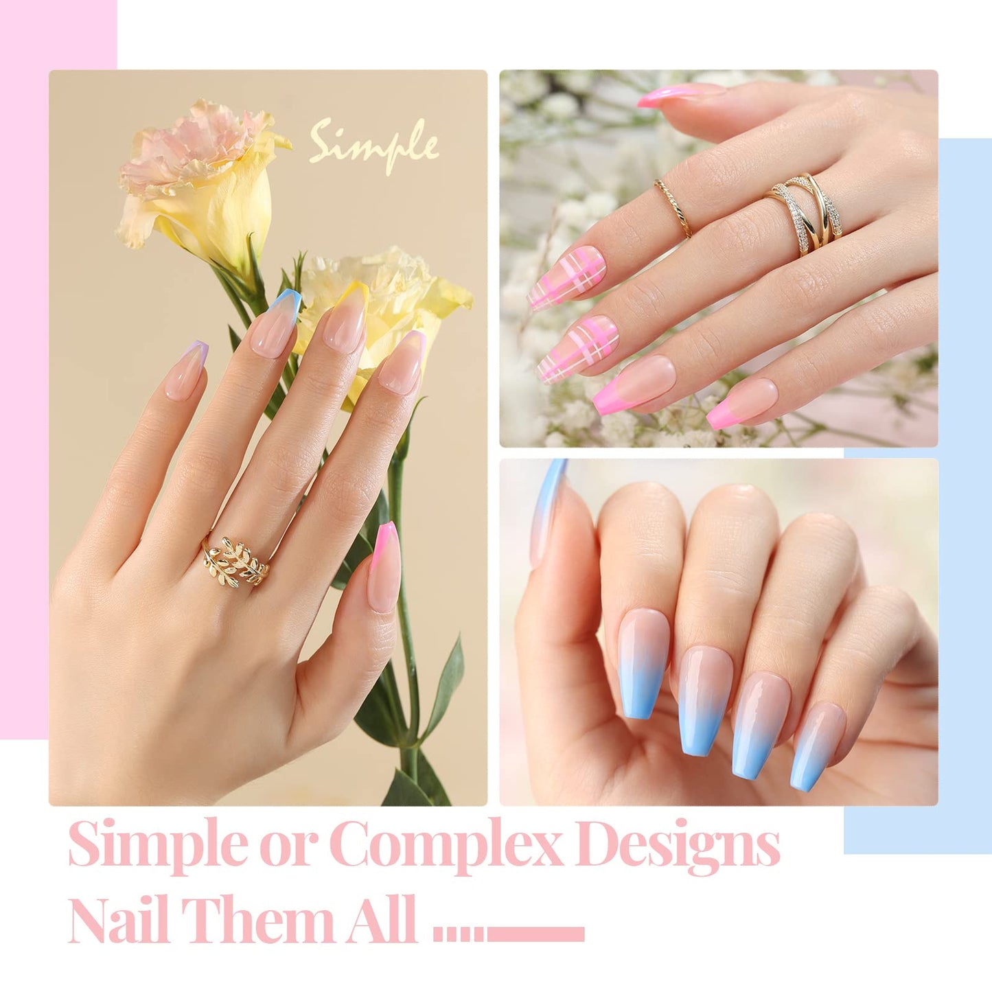 Beetles Nail Art Brushes Set Gel Polish Nail Art Design Pen Painting Tools with Detail Brush, Gradient Brush and Nail Round Pen for Salon DIY at Home Manicure