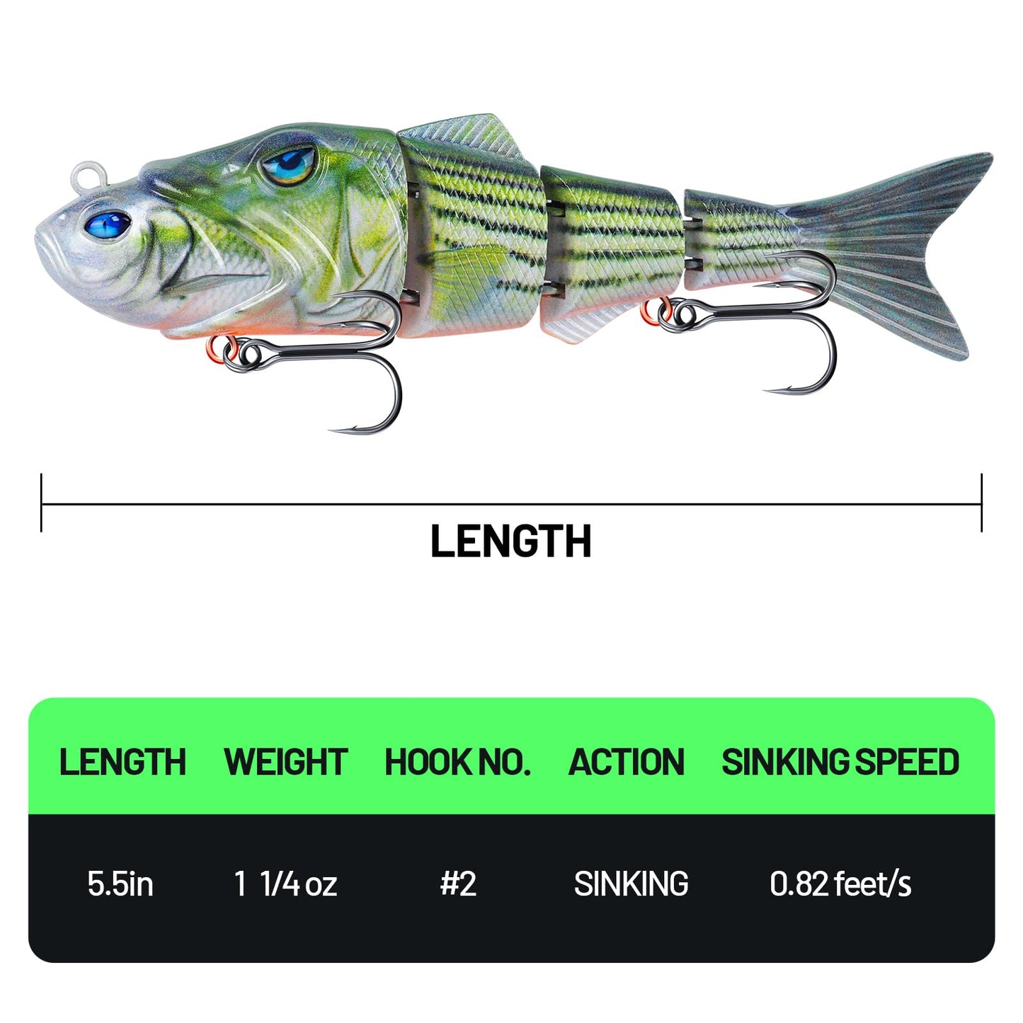 HANDING 3PCS Lifelike Multi-Jointed Swimbait, Bass Fishing Lure for Freshwater and Saltwater, Slow Sinking, Mustad Hook, Angler's Gift, for Pike Largemouth Bass, 1/2oz, 3/4oz and 1 1/4oz