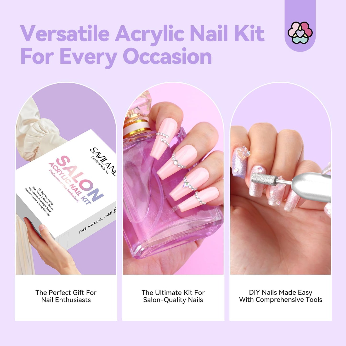SAVILAND Acrylic Nail Kit - Professional Nail Drill & Tools Kit with Liquid & Powder Set for DIY Home Use