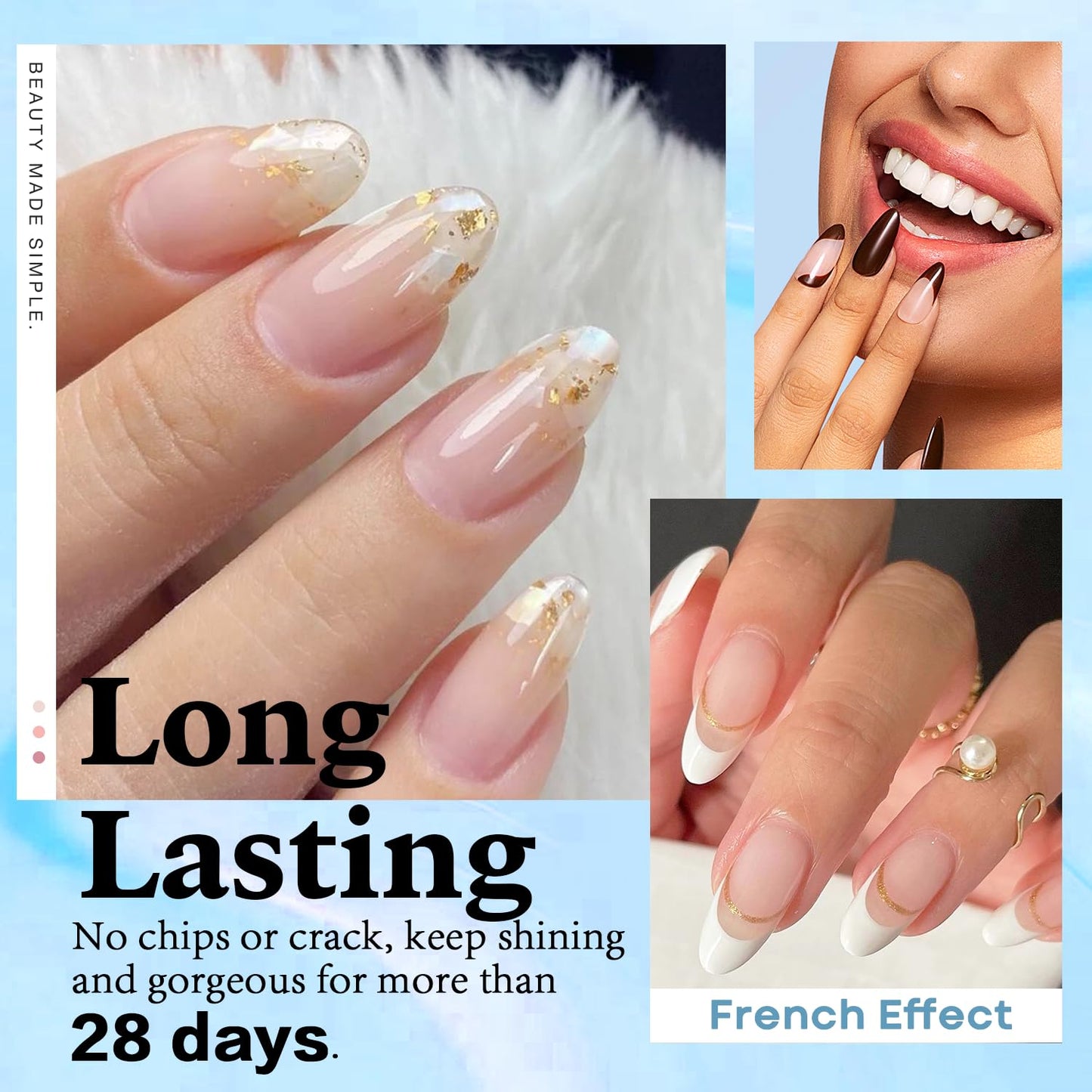 AZUREBEAUTY Clear Dip Powder for Nails, Essential Transparent Dipping Build Powder Crystal French Art Starter Manicure Beginner DIY Salon Home Gift, 1 Oz/28g