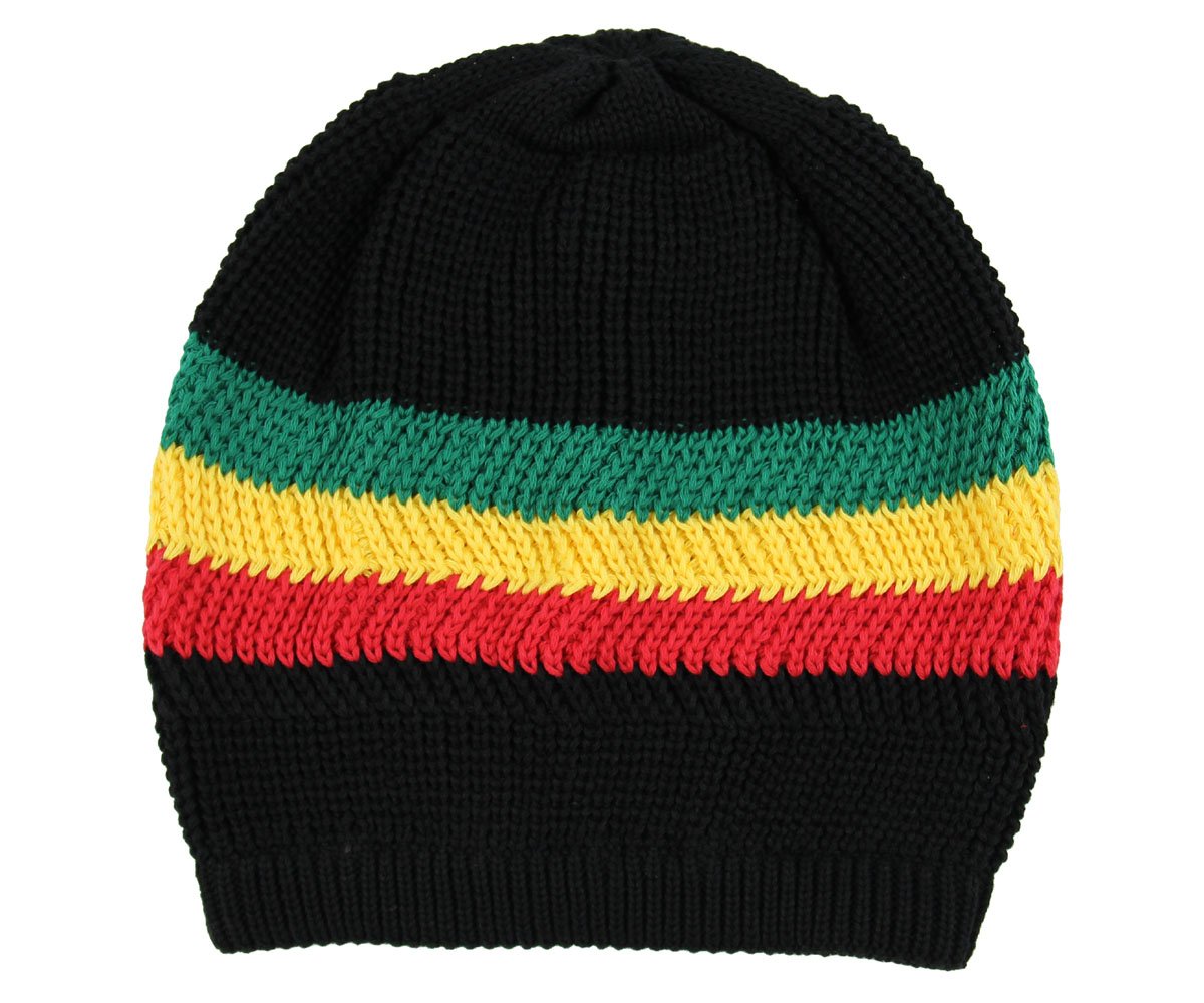 RW Knitted Cotton Classic Rasta Beanie (Black/Rasta)