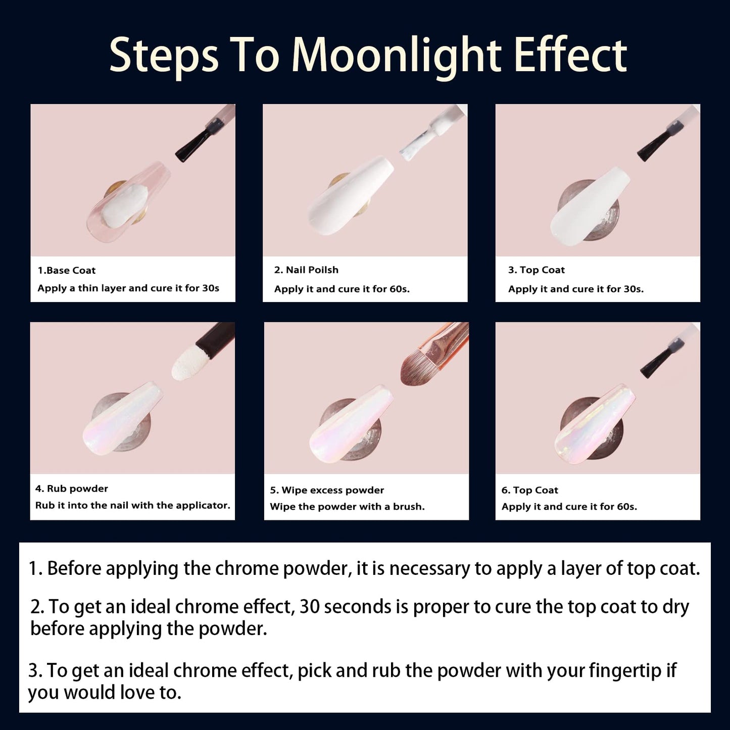 Allstarry Unicorn Chrome Nail Powder, Aurora Mermaid Iridescent White Pearl Nail Chrome Powder Pigment Glitter Fairy Dust for Nail Art, Manicure, Gel Nail Polish - Spring Moonlight