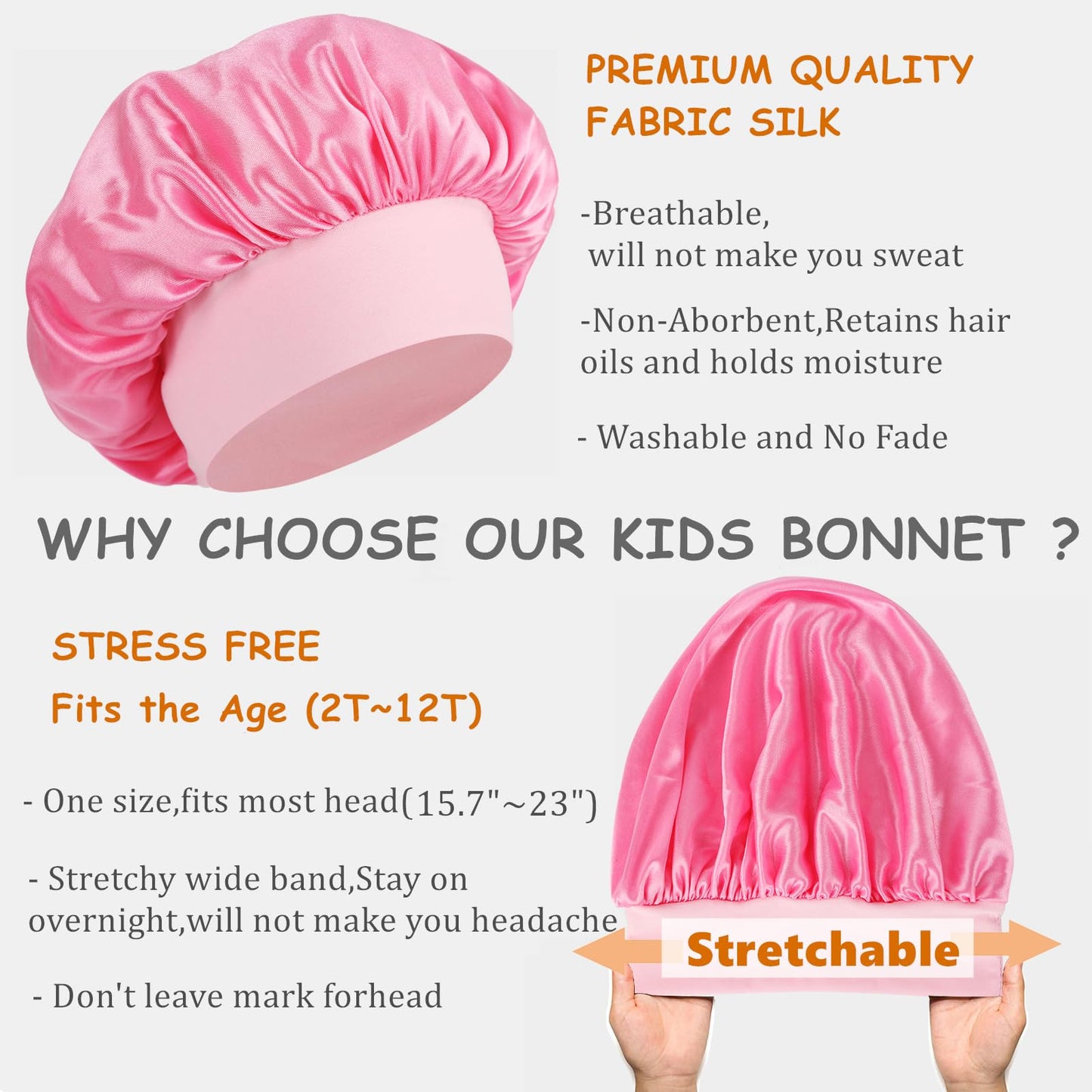 Haniraba 3 Pcs Baby Bonnets for Sleeping,Infant Sleep Cap Hair Bonnet for Baby Girls,Boys,Toddler
