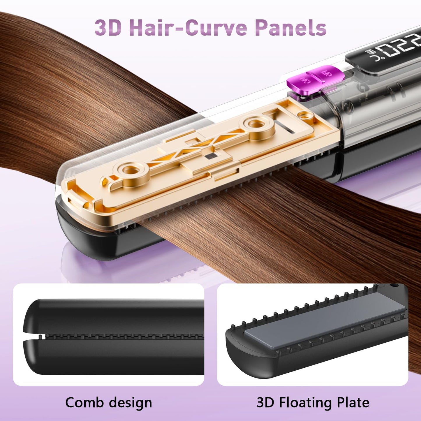 Hair Straightener,Cordless Rechargeable Flat Iron (LCD),Cordless Hair Straightener 4500mAh,Portable Travel Straightener and Curler 2 in 1,Mini Ceramic Curling Iron,USB Rechargeable Hot Tools