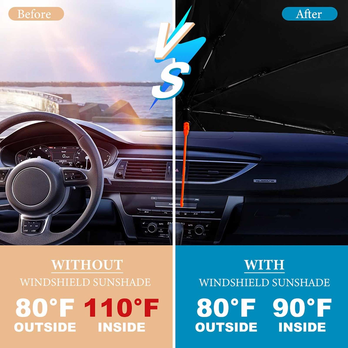 2025 Upgrade Funny Animals Car Windshield Sun Shade Umbrella 5 Layers Nano Coatings Frog Driving Car Front Window UV Block Sunshade Cover for Most Cars SUV Universal Size 57"x30"