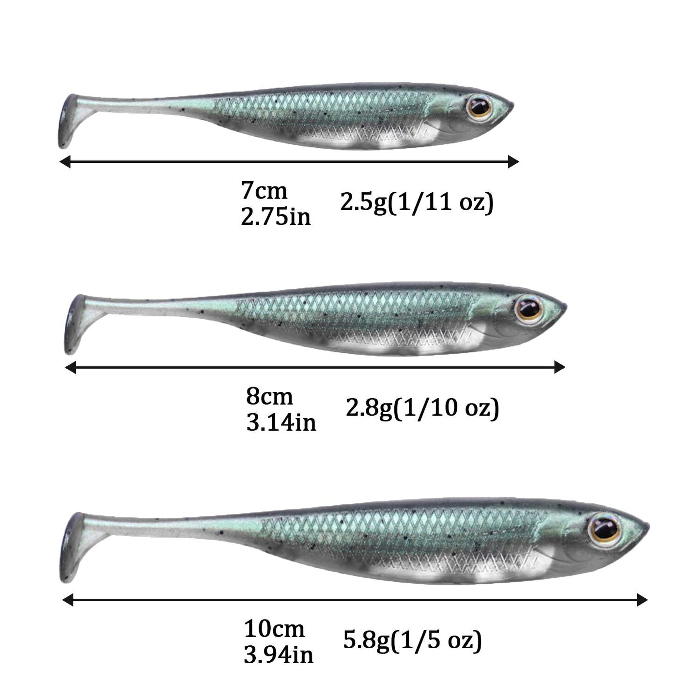 QualyQualy Soft Plastic Swimbait Paddle Tail Soft Lures 2.75" Shad Lure Shad Bait Bass Bait Shad Minnow Soft Swim Bait for Bass Trout Walleye Crappie Pike (4#, 2.75in - 6Pcs)