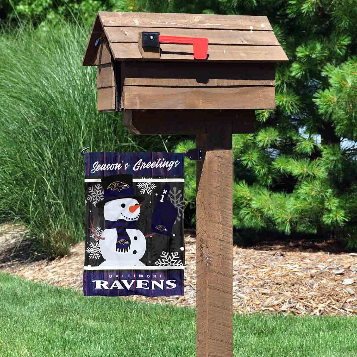 Baltimore Ravens Holiday Winter Snow Garden Flag Double Sided Banner