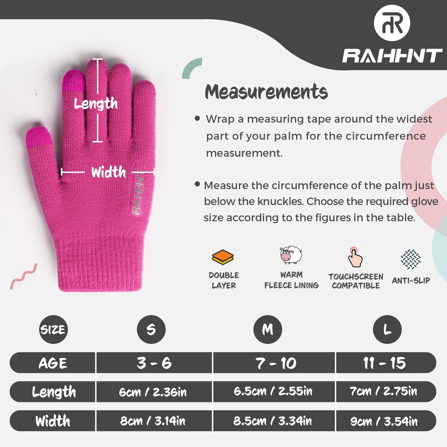 Kids Winter Gloves for Boys Girls Children Toddler Thermal Wool Knit Gloves with Insulated Fleece Lining Keep Hand Warm Gift
