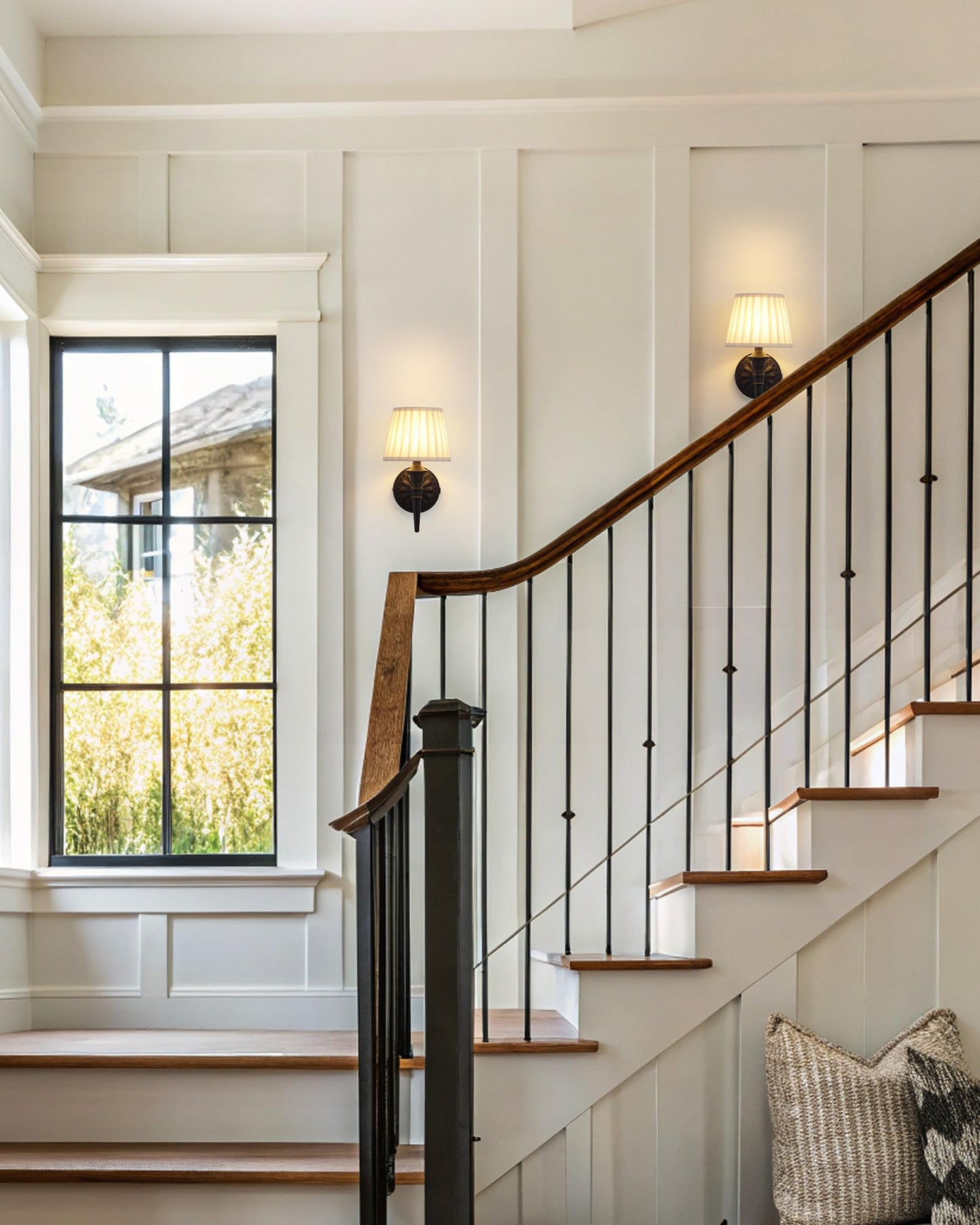 KDG Cordless Wall Sconces Set of 2, Small Wireless 5200mAh Rechargeable Battery Fabric LED Wall Lamps, Portables Lightings for Wall Painting, Living Room, Bedroom, Hallway, Gifts, Night Light (Black)