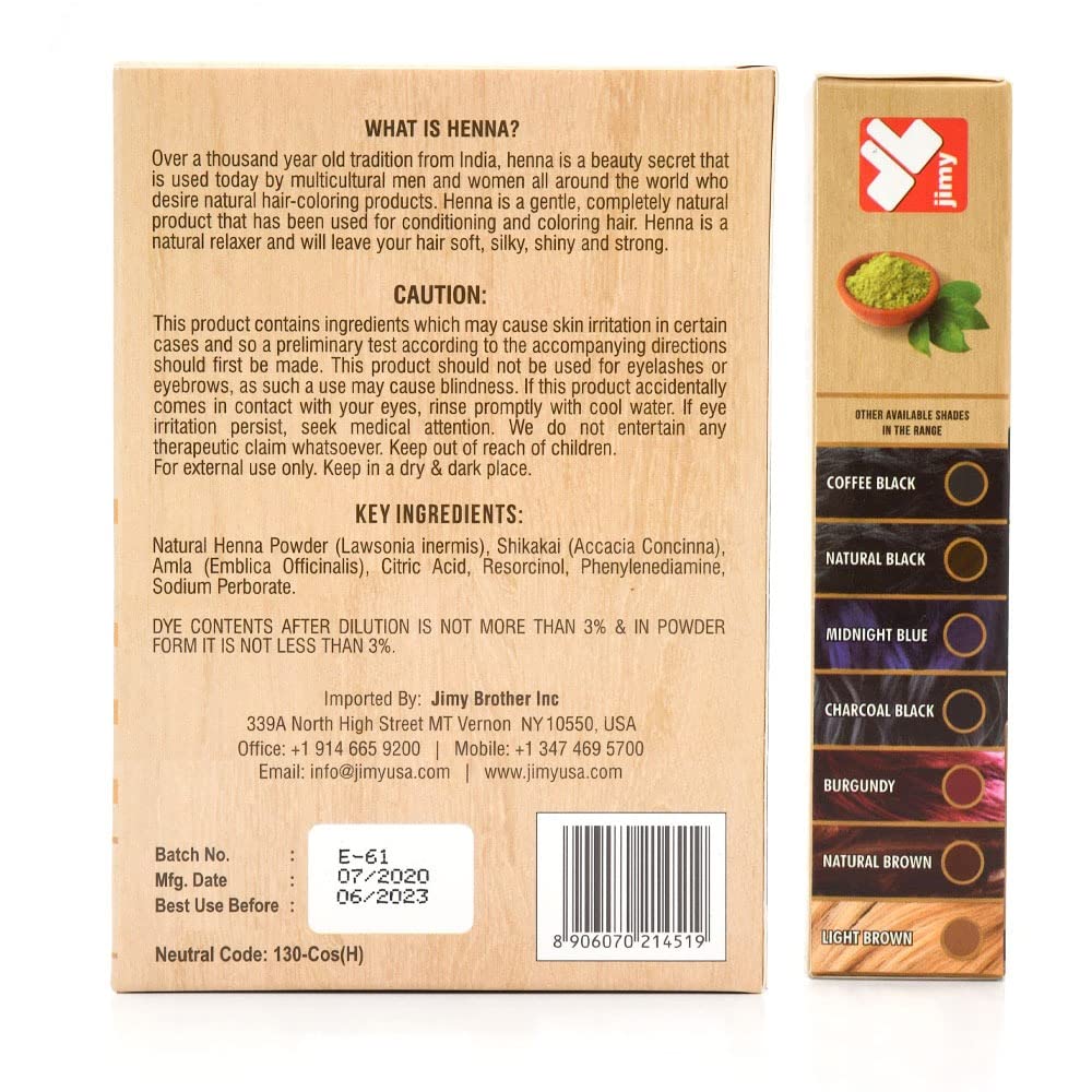 HENNA HAIR COLOR 30 Minute 100% Enriched with Herbs Semi Permanent Powder - Harsh Chemical Free for Men and Women (Light Brown)