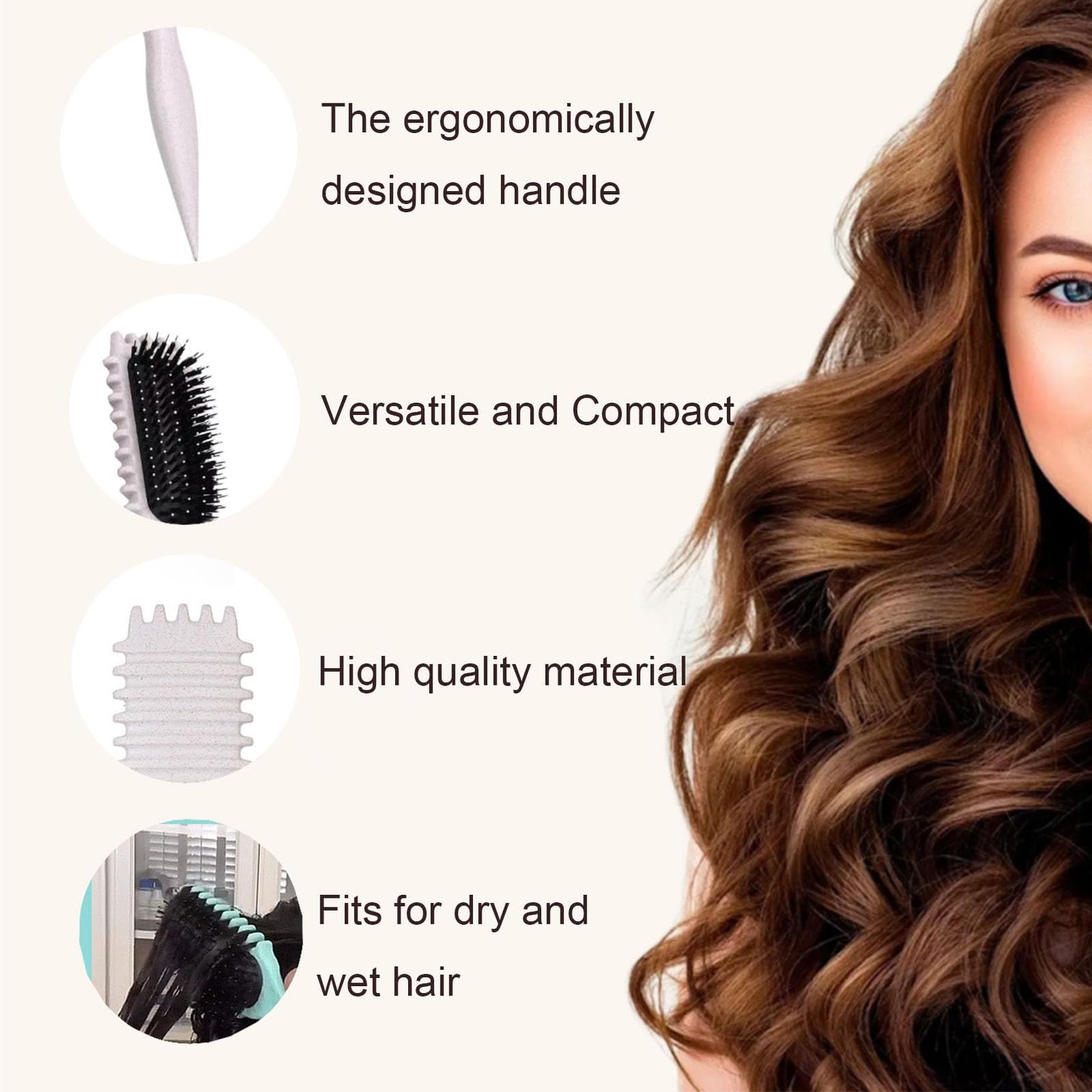 Curl Defining Brush-Curly Hair Brush Define Styling Brush for Curly Hair,Curl Brush for Curly Hair Wet,Shaping & Defining Curls for Women (Off-White)