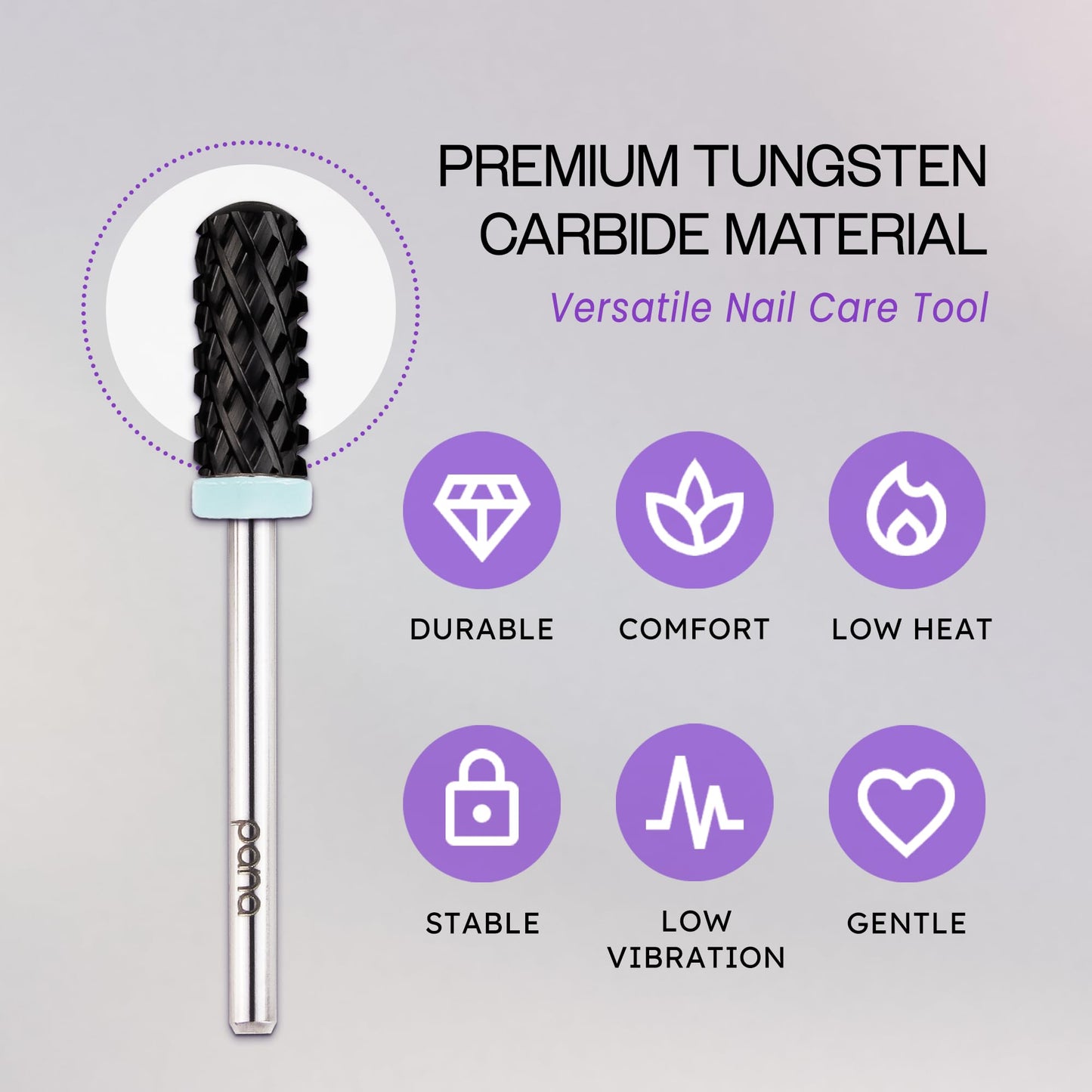 PANA 3/32" Small Smooth Round Top Safety Carbide Nail Drill Bit for Gel Polish & Acrylic Removal Nail Salon Manicure Pedicure Electric File Tools (Small Barrel - DLC Black, 4X Coarse)