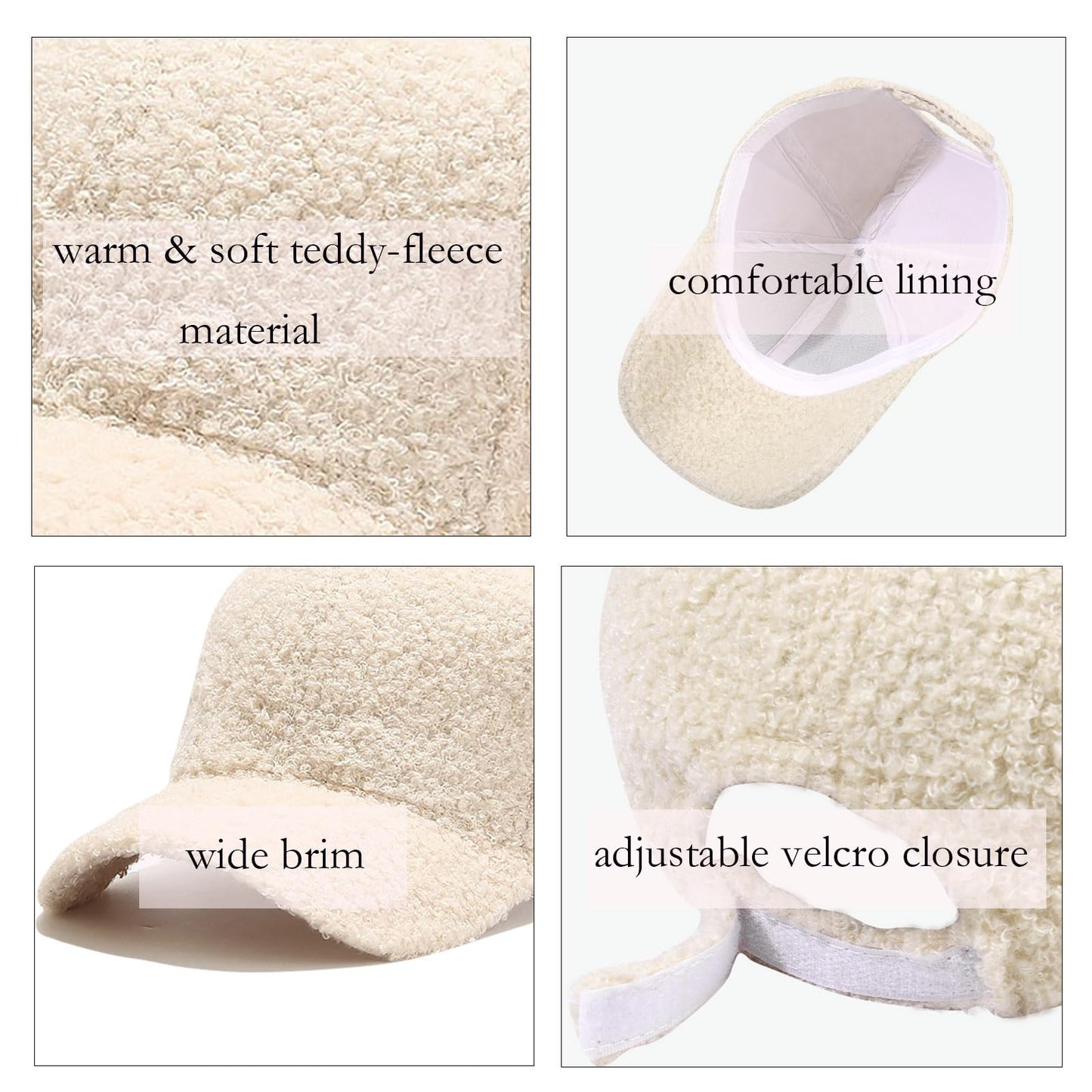 Winter Baseball Cap for Women Lambs Wool Solid Color Warm Baseball Cap Fashion Dad Hat for Outdoor Travel Beige