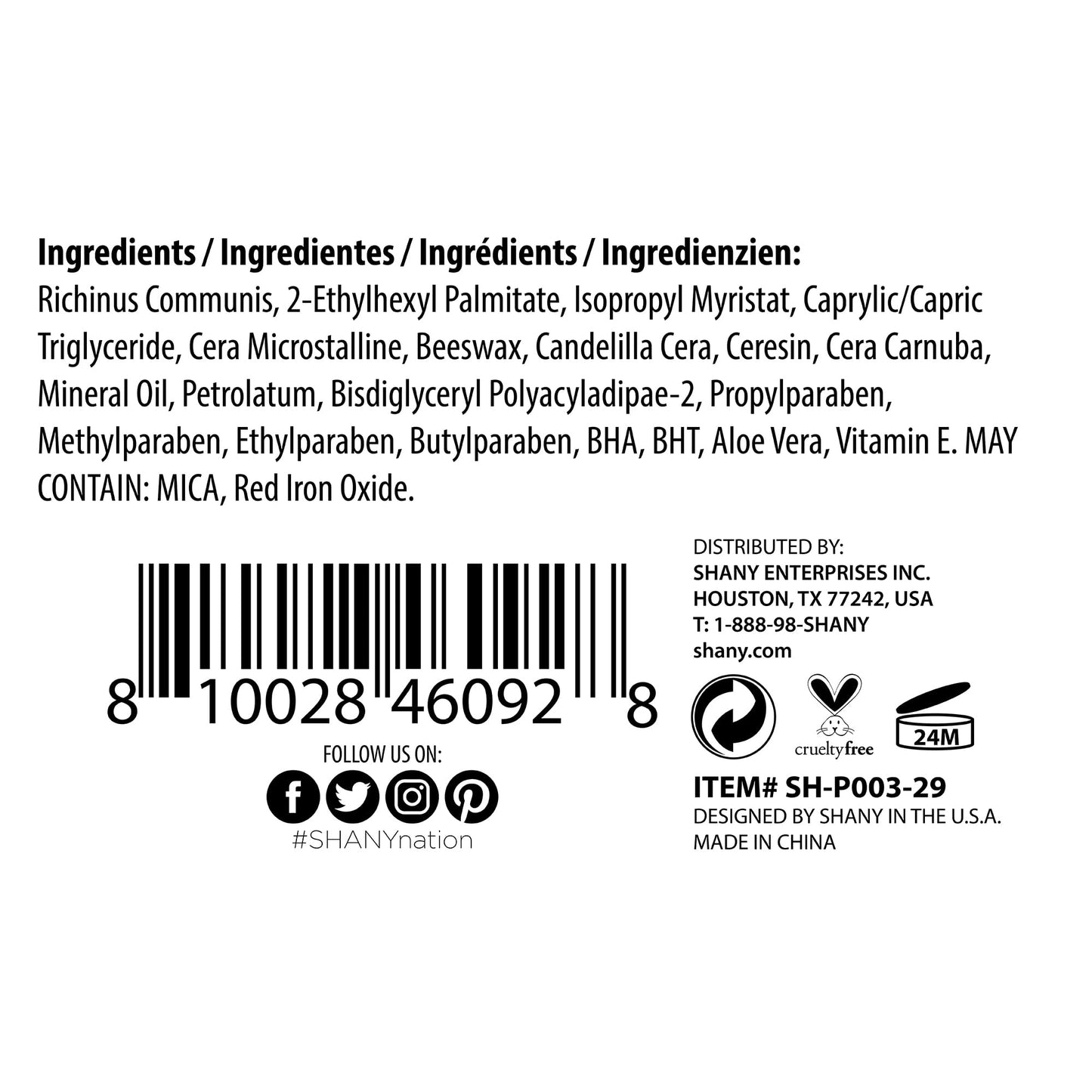 SHANY Chunky Eyeshadow Eye Pencil With Vitamin E & Aloe Vera - DELUXE