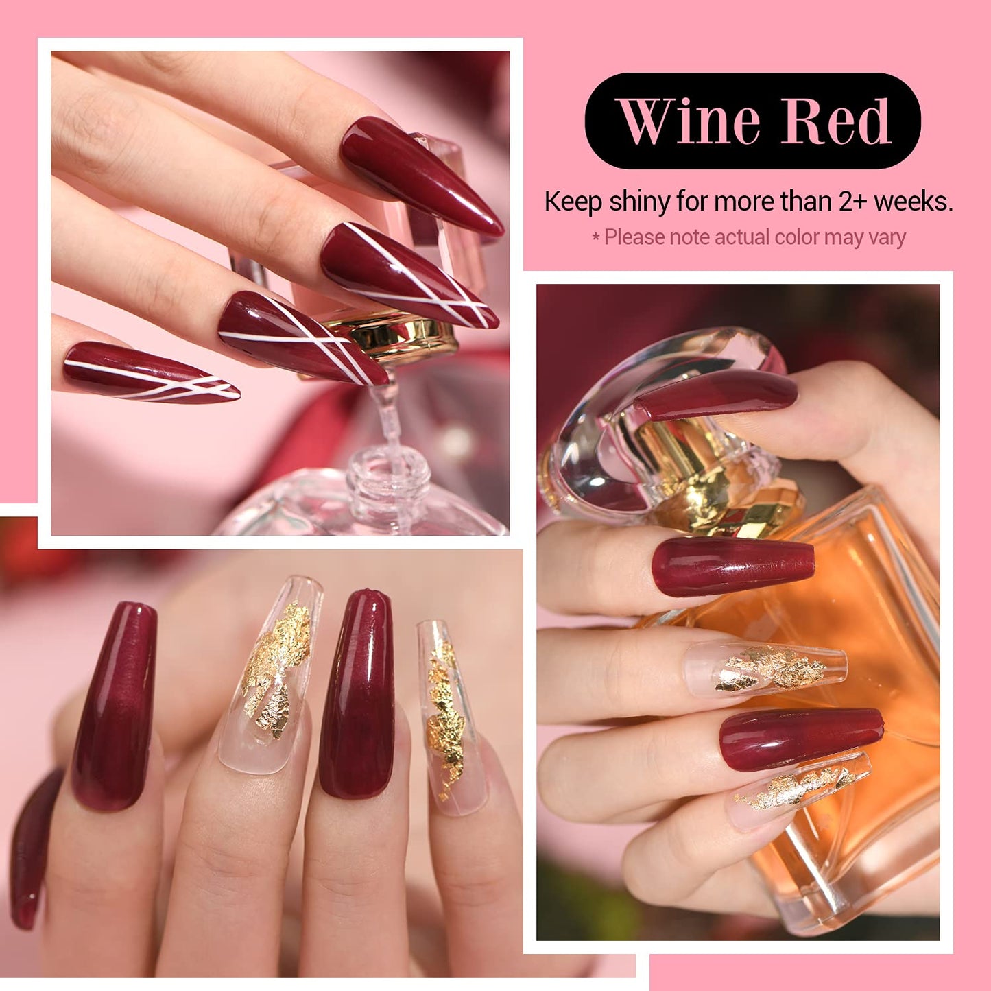 AZUREBEAUTY Dip Powder Dark Reddish Red Color, Scarlet Nail Dipping Powder French Nail Art Starter Manicure Salon DIY at Home, Odor-Free and Long-Lasting, No Needed Nail Lamp Curing, 1 Oz