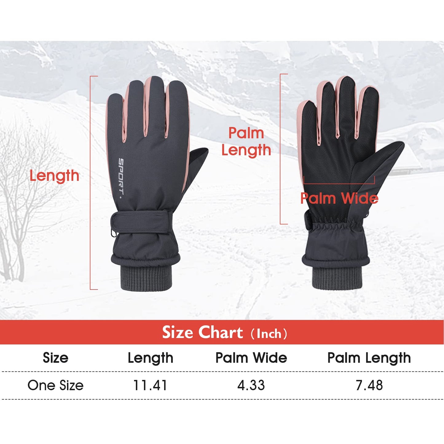 Century Star Winter Ski Gloves Women Touchscreen Waterproof Snow Gloves for Women Warm Snowboard Gloves for Snowmobile/Hiking Outerdoor Blue One Size