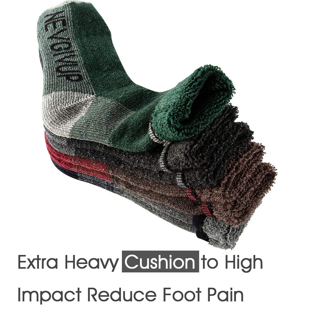 KAVANYISO Men's Merino Wool Hiking Socks Breathable Athletic Crew Thicken (4Pairs DKGrey 10-13)