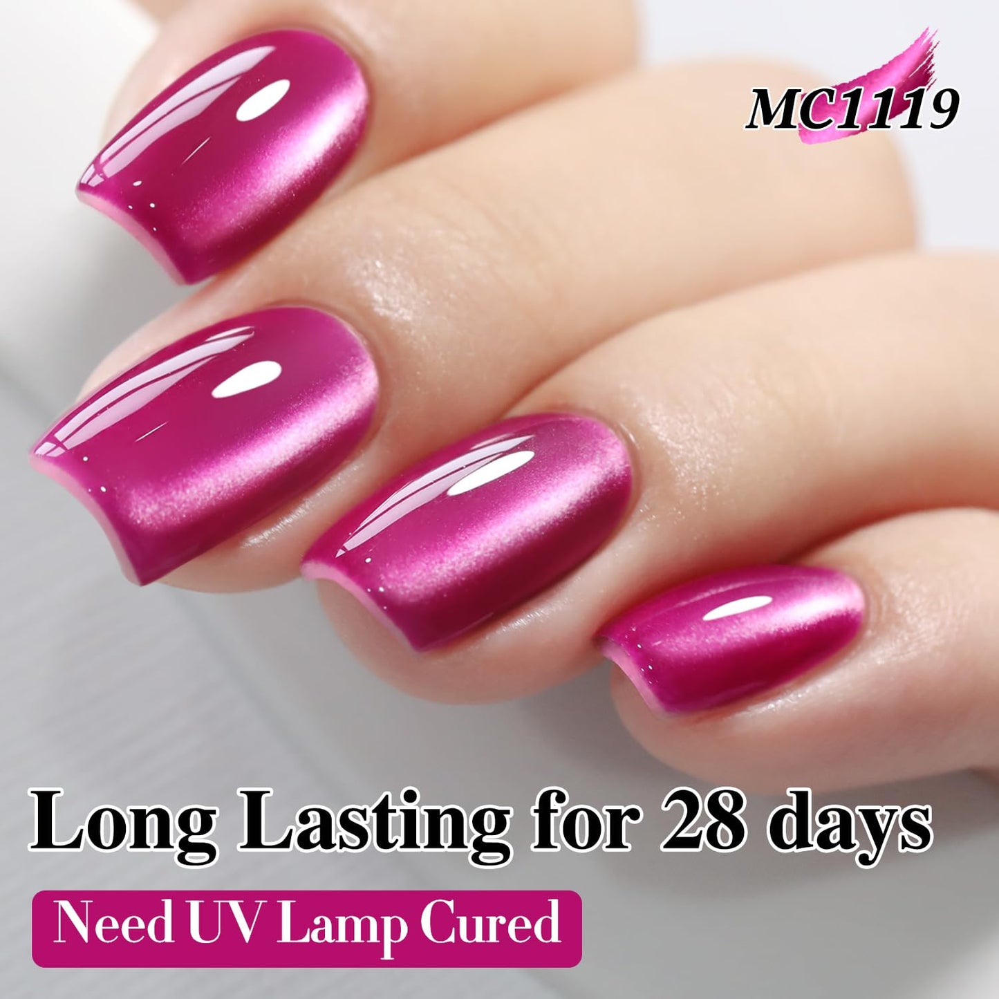 Double Rhythm Jelly Glass Cat Eye Gel Polish with Magnet 15ML Holographic Glitter Shimmer Translucent Sheer Color Magnetic Nail Polish Salon DIY at Home (Jelly Violet-MC1119)