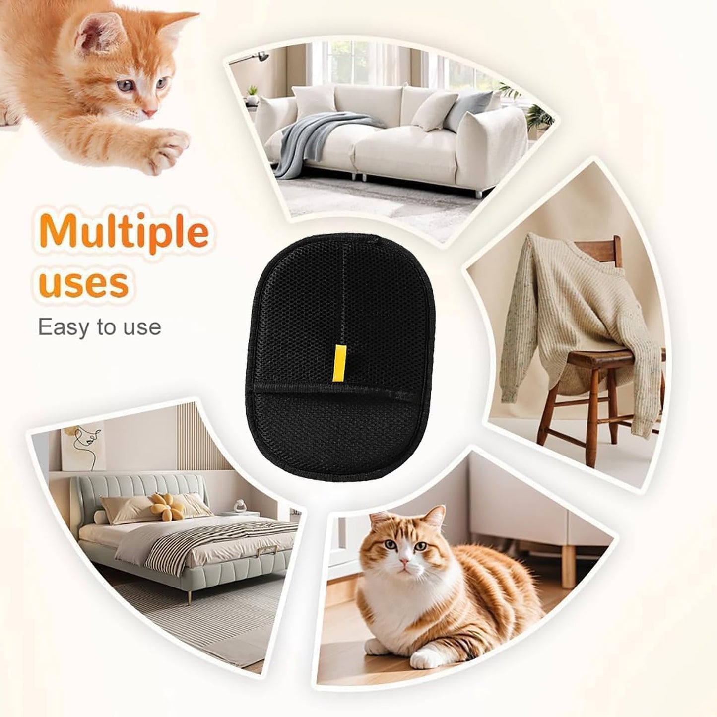 1 Pcs Pet Hair Removal Gloves Brush, New Reusable Cat Dog Electrostatic Hair Remover Grooming Glove Tool for Clothes,Sofas,Carpets,Car Seats