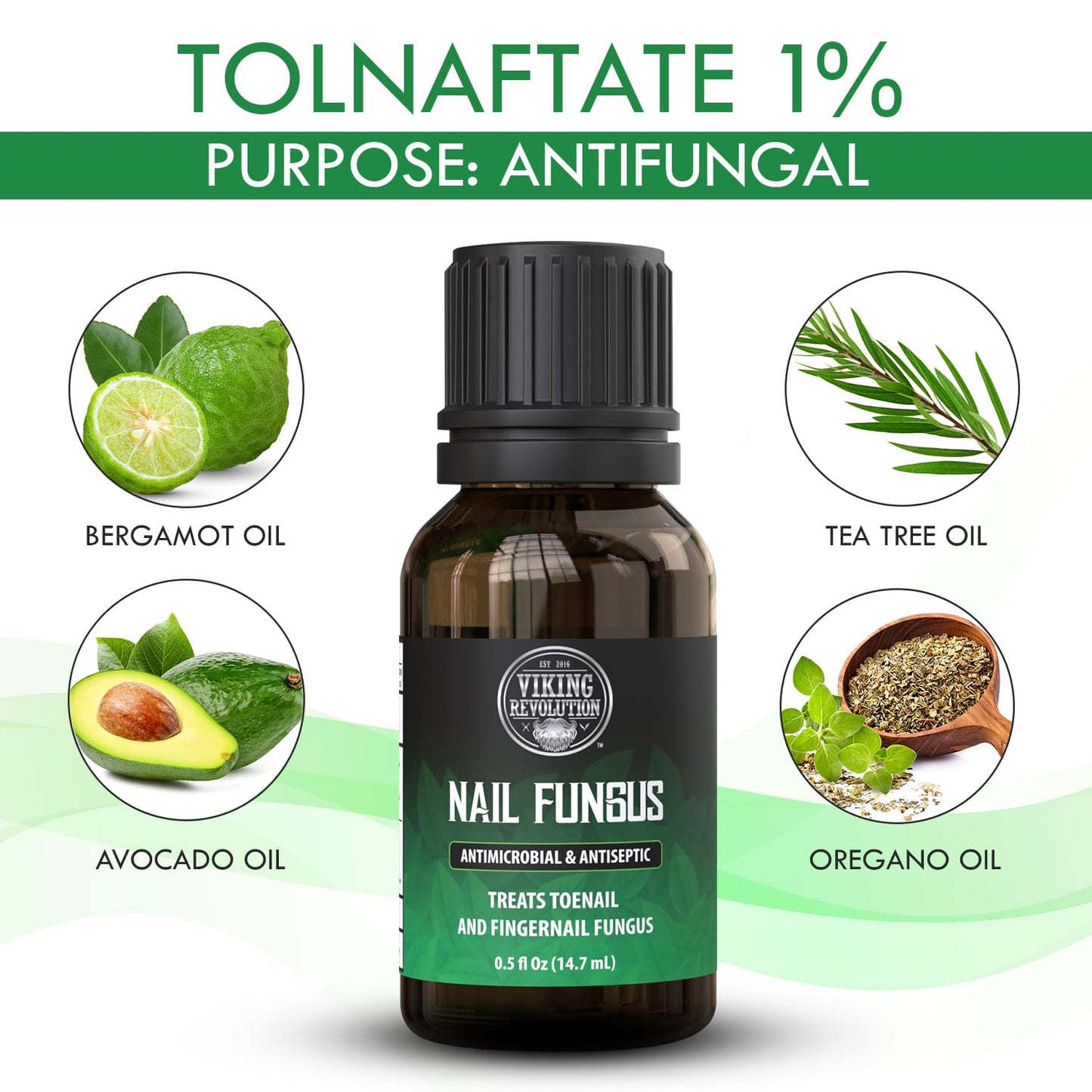 Viking Revolution Toenail Fungus Treatment Extra Strength with 1% Tolnaftate OTC - Nail Fungus Treatment for Toenail Tea Tree Oil Fungus Nail Treatment - Athletes Foot Toe Fungus Treatment Oregano Oil