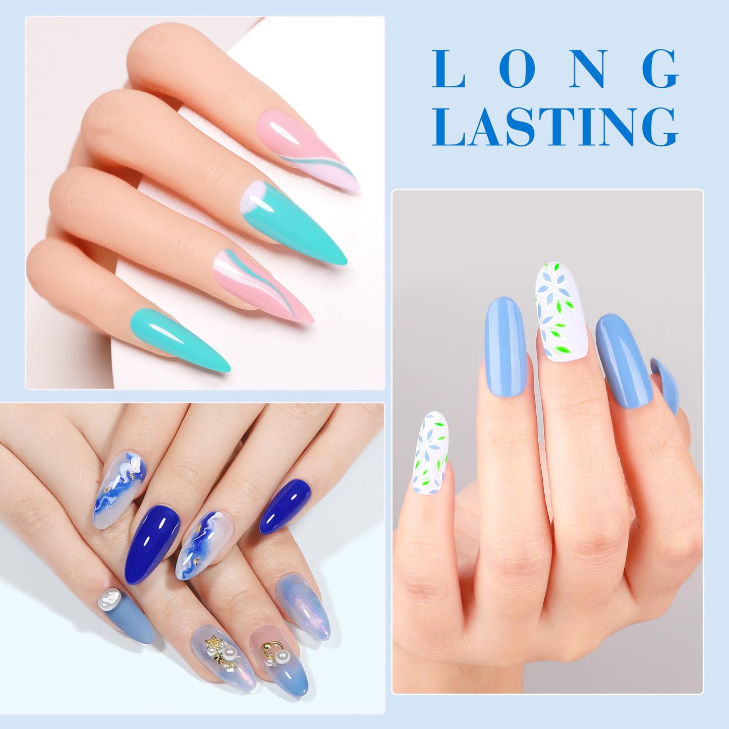 CANNI Gel Nail Polish Set, 6Pcs 9ML Baby Blue Royal Light Blue Gel Nail Polish Aquarius Water Ocean Collection Summer Soak Off UV LED Kits DIY Nail Art Manicure Home Nail Salon
