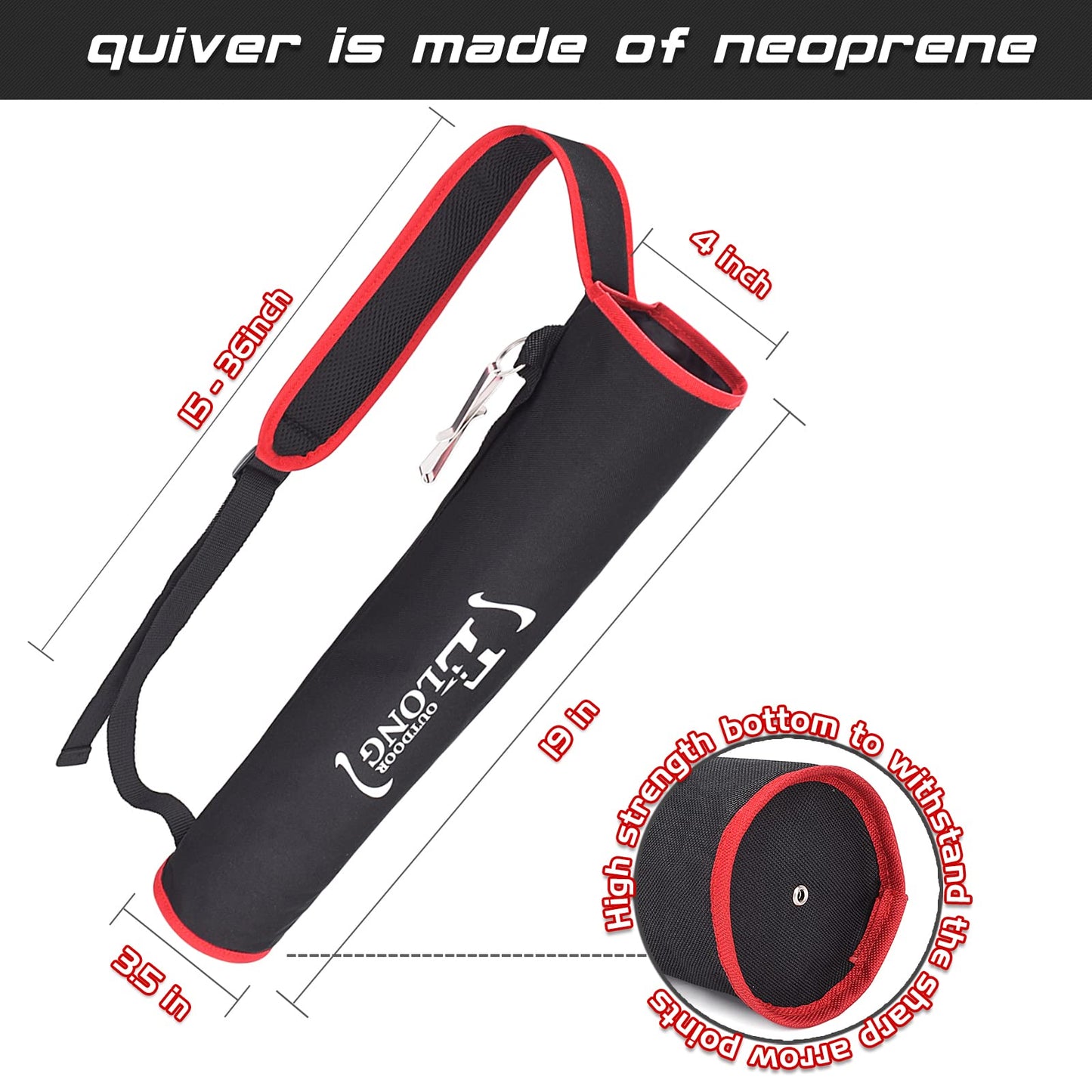 ELONG Adjustable Archery Back Arrow Quiver Holder - Upgraded Quiver Arrows for Compound Recurve Bow and Hunting Target Practicing Youth and Adults