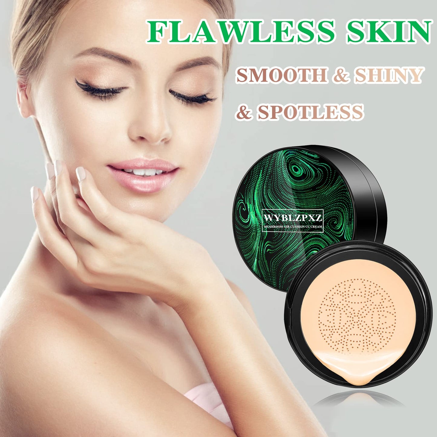 Mushroom Head Air Cushion CC Cream BB Cream Cushion Foundation Moisturizing Full Coverage Foundation Concealer Lasting Foundation Makeup Even Makeup Base Primer(Ivory)