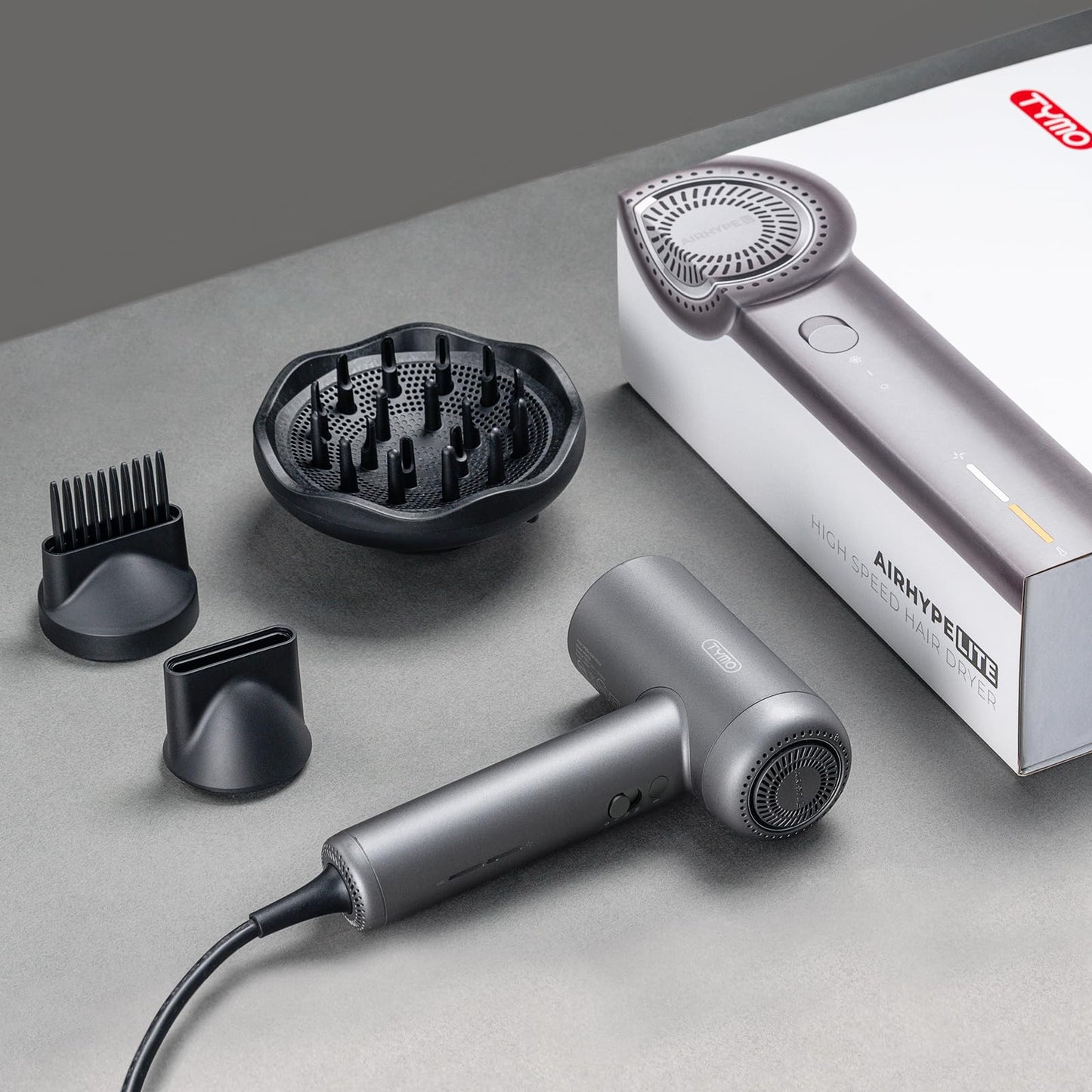 TYMO Hair Dryer with Diffuser, 1500W High-Speed Professional Blow Dryer with Comb for Fast Drying, 110,000RPM Brushless Motor, 200 Million Ionic Hairdryer Zero Damage, 3 Speeds & 4 Temps, Low-Noise