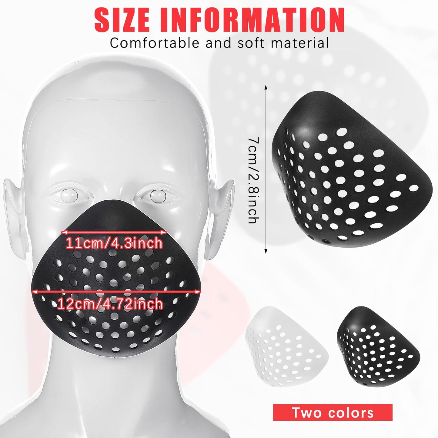 Sratte 3D Mask Silicone Face Shaping Shell Inner Bracket Mask Cosplay Props Face Mask Adult Inner Face Cover Costume Masks(Black, White)