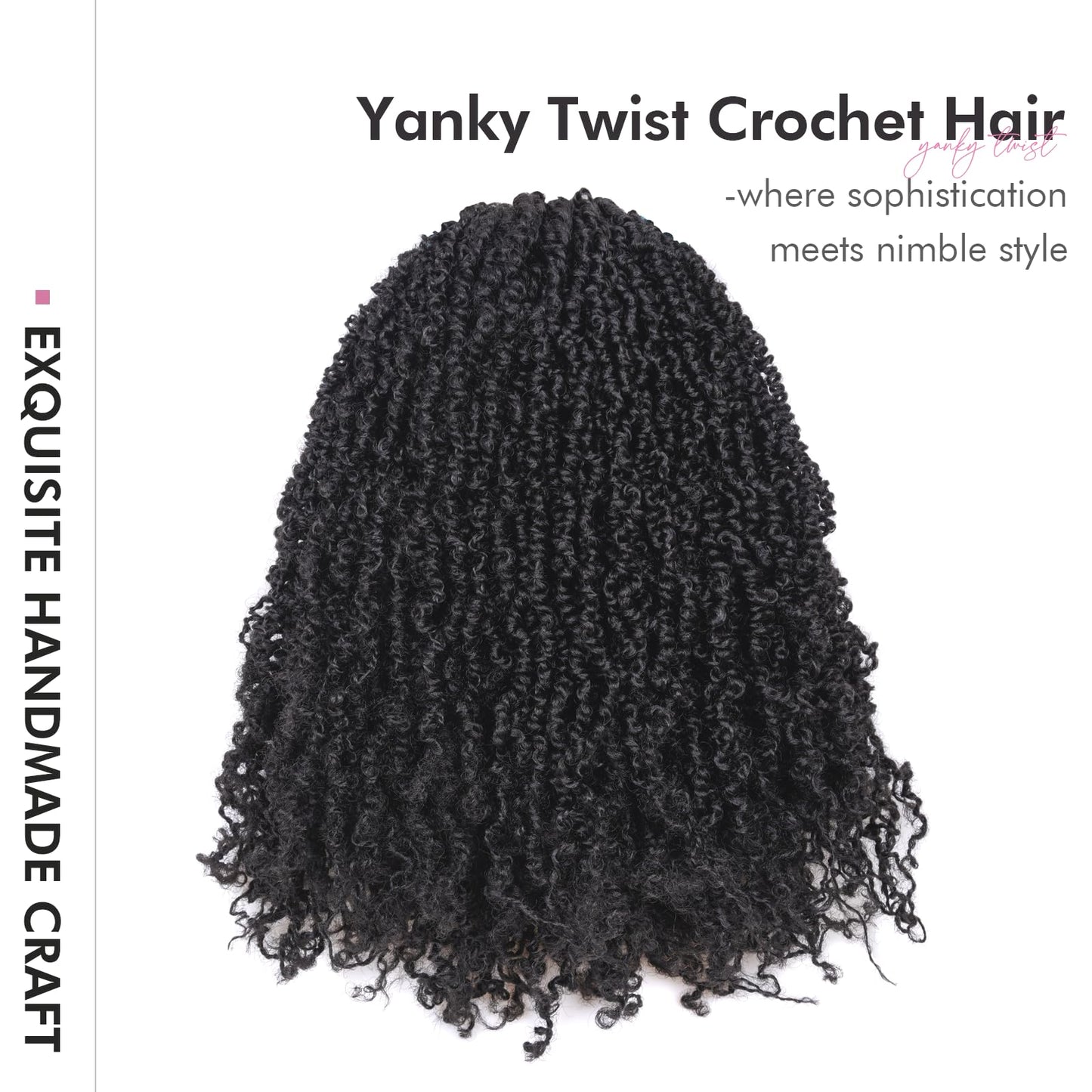 Toyotress Yanky Twist Crochet Hair - 12 Inch 8 Packs (30 Strands/Pcs) Fluffy Spring Mini Twist Short Bob Passion Twist, Natural Black Pre-Looped Crochet Braids Braiding Hair (12 Inch, 1B-8P)