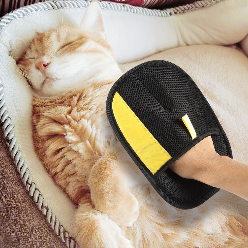 Pet Hair Removal Glove for Cats & Dogs, Upgraded Thickened Double Sided Grooming Glove, Powerful Cat Grooming Gloves, Reusable Hair Remover Glove for Couch, Furniture, Carpet, Curtain (1pc)