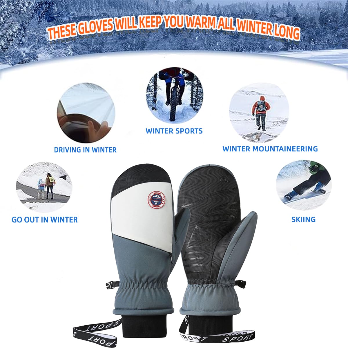 Shunrenful Outdoors Winter Ski Gloves Mittens Women - Adult Snow Mitts for Cold Weather Snowboard Waterproof Gloves Winter Mittens Snowboarding, Skiing for Warm Gift Giving for Family and Friends
