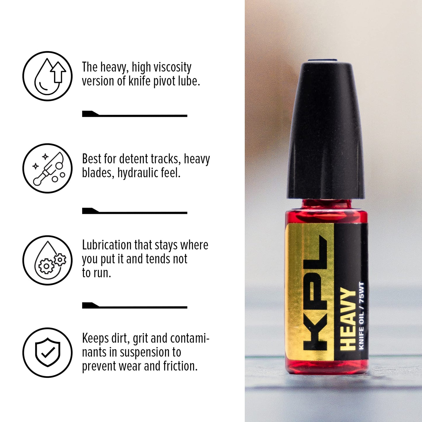 KNIFE PIVOT LUBE Heavy Knife Oil for Blades, Synthetic Pocket Knife Lubricant, Knife Honing Oil for Cleaning Knives, Knife Oil Lubricant for Blade Care, Precision Knife Oiler Bottle (75 Weight)