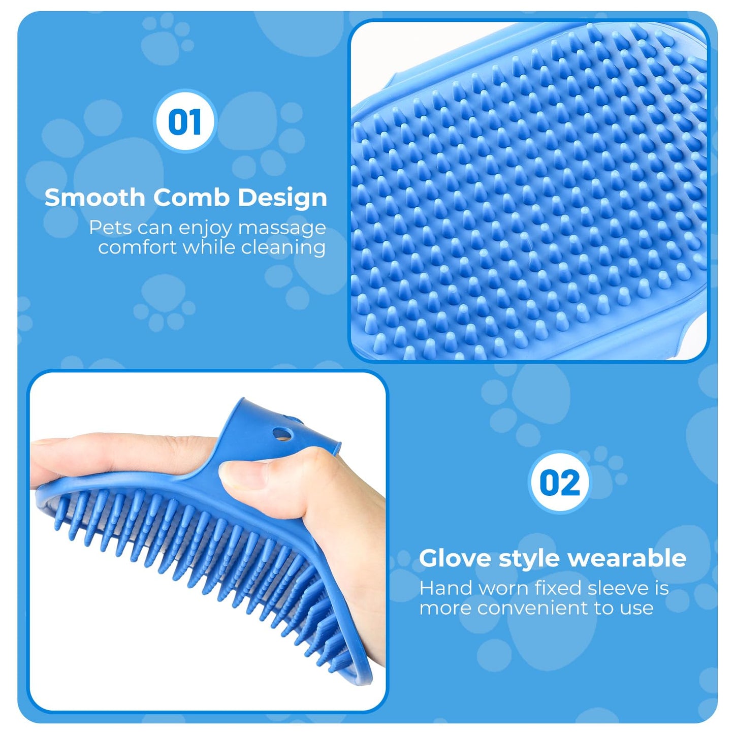 IDQQUQQ 2PCS dog washing gloves and dog bath brush, 2-in-1 pet shower set | Suitable for dogs, cats, bath massage, and pet grooming