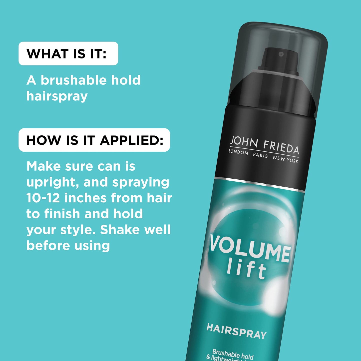John Frieda Volume Lift Hairspray, Volumizing Hairspray with Air-Silk Technology for Fine or Flat Hair, Adds Body, Long-Lasting Hold, and Fullness for Fine, Thin Hair, 10 Oz