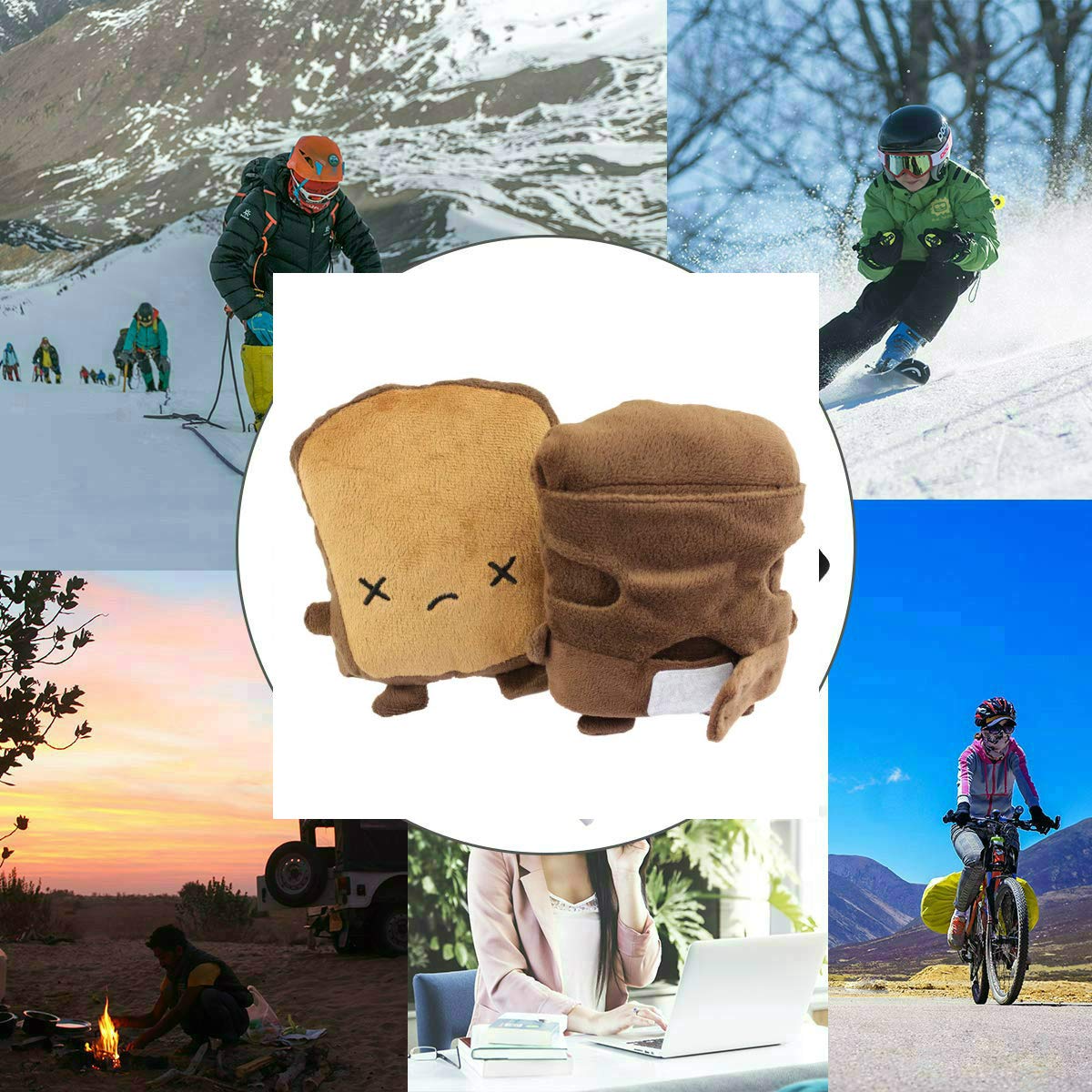USB Hand Warmers Cute USB Heating Gloves Half Wearable Fingerless 5V USB Powered Heated Hand Warmer Gloves with Gift Box for Women and Children Winter Fashion (Brown)